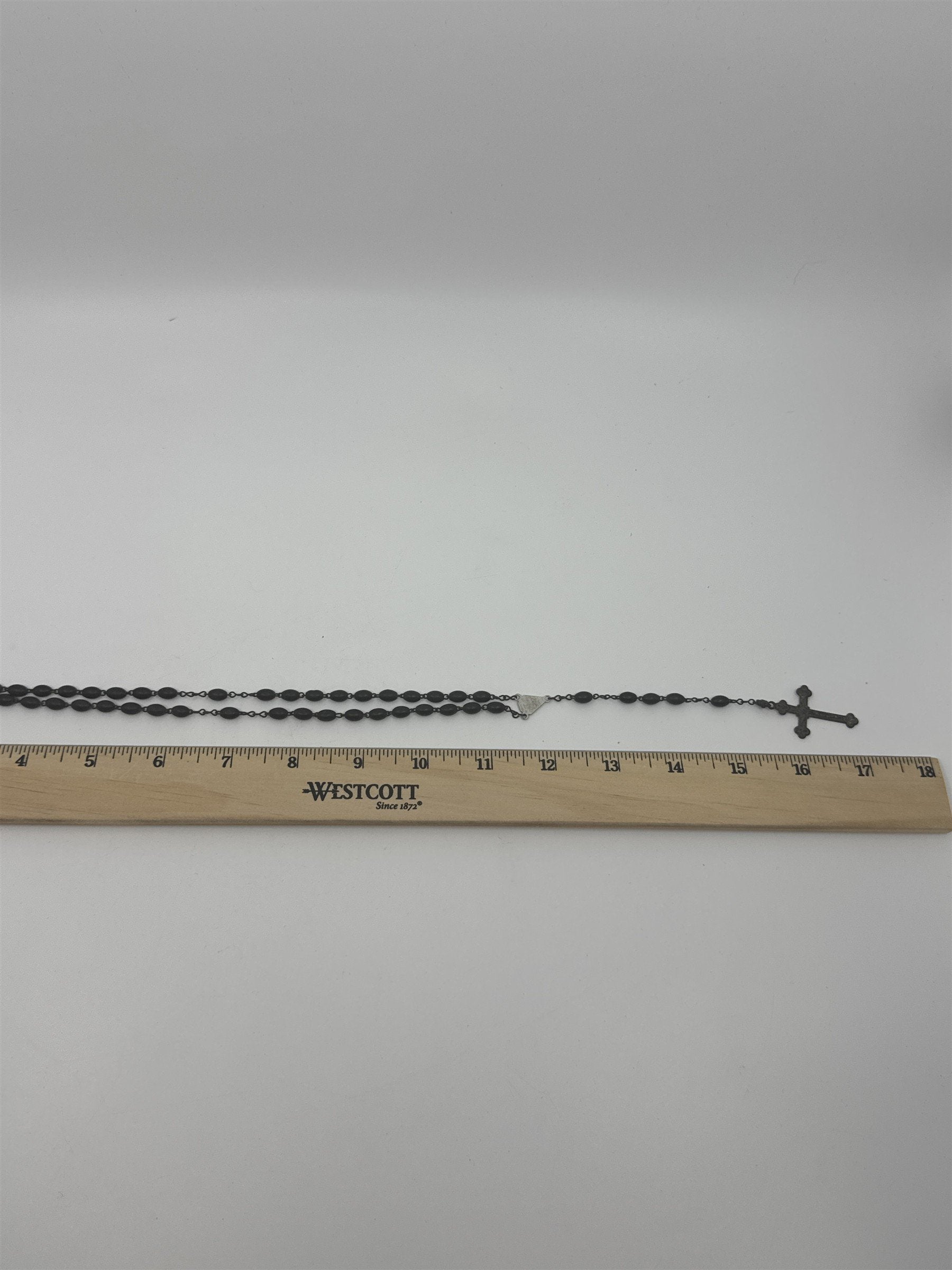 Vintage Black Beaded Rosary and Cross Catholic Rosary Religious Cross Necklace