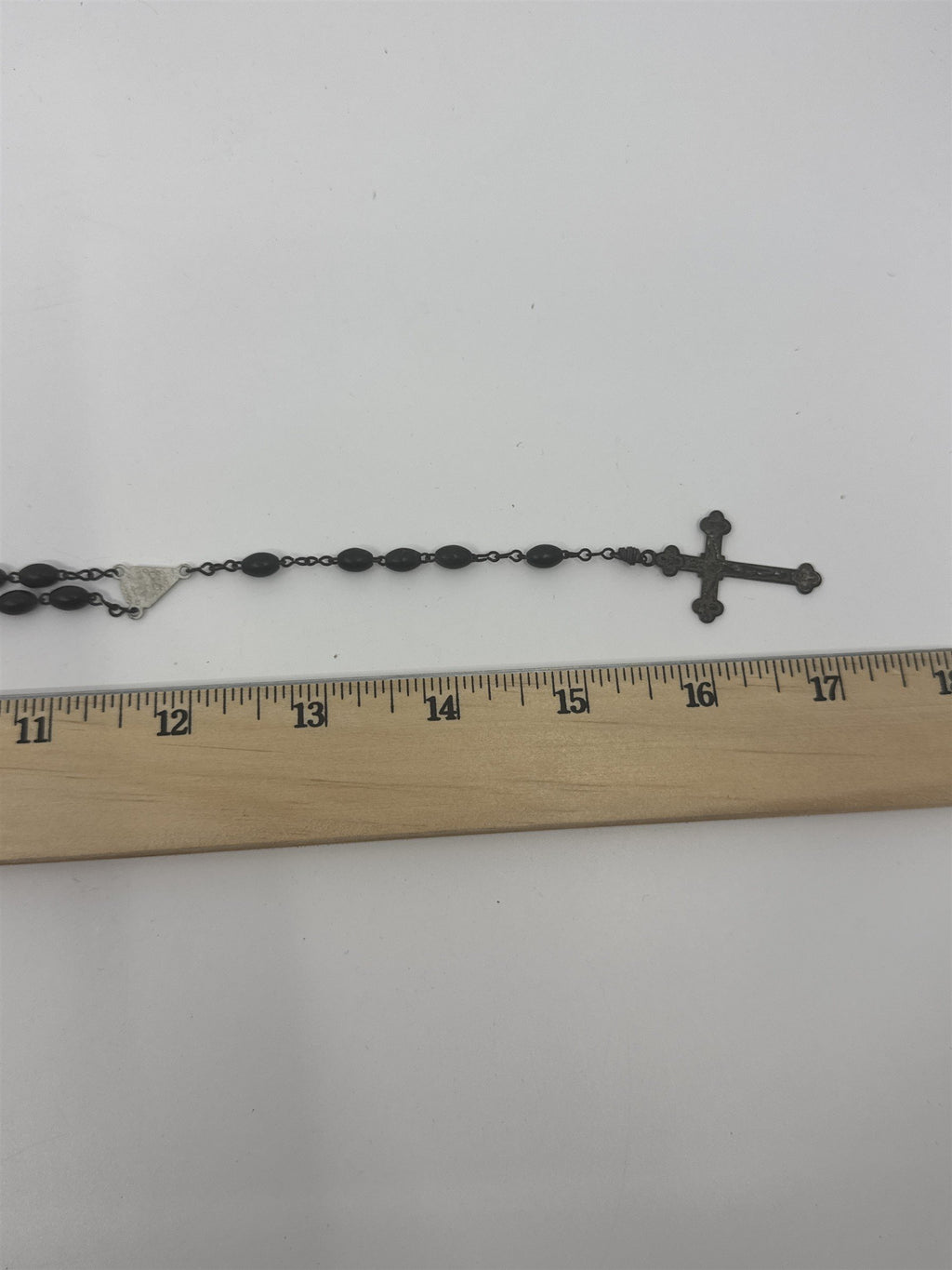 Vintage Black Beaded Rosary and Cross Catholic Rosary Religious Cross Necklace