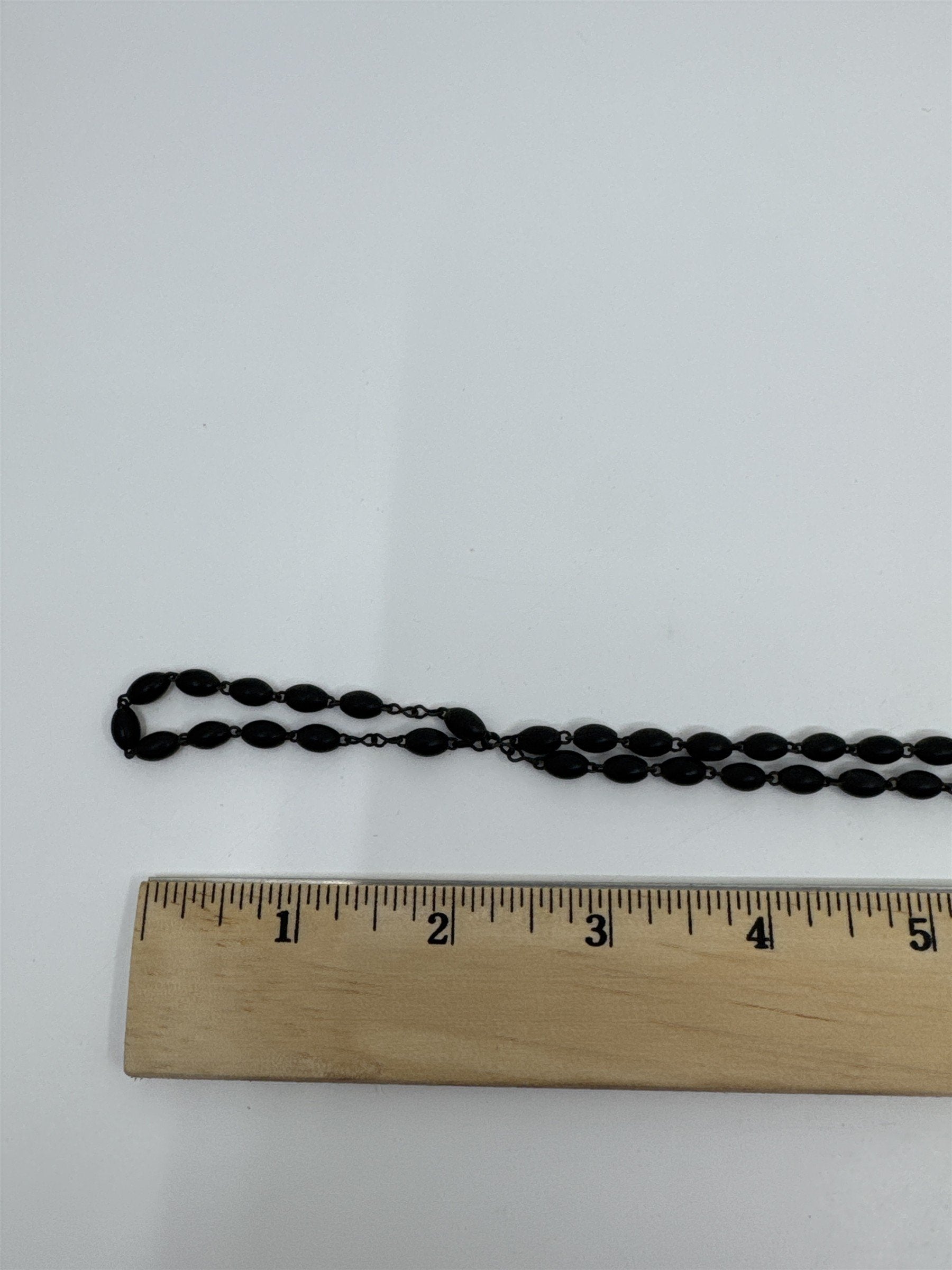 Vintage Black Beaded Rosary and Cross Catholic Rosary Religious Cross Necklace
