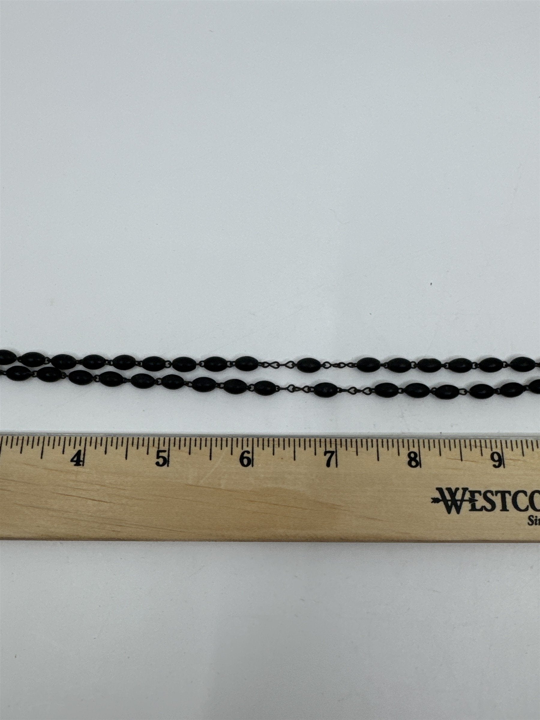 Vintage Black Beaded Rosary and Cross Catholic Rosary Religious Cross Necklace