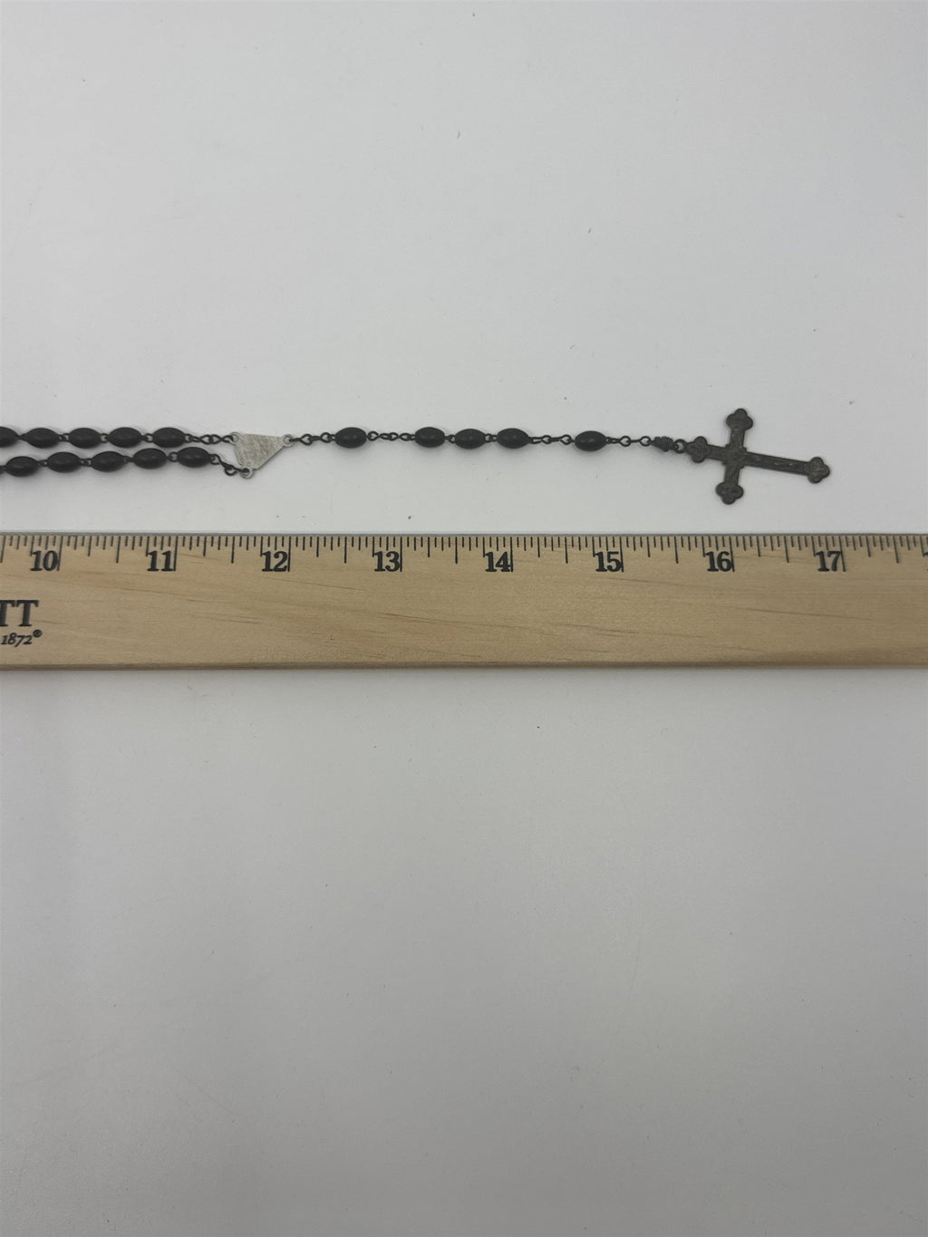 Vintage Black Beaded Rosary and Cross Catholic Rosary Religious Cross Necklace