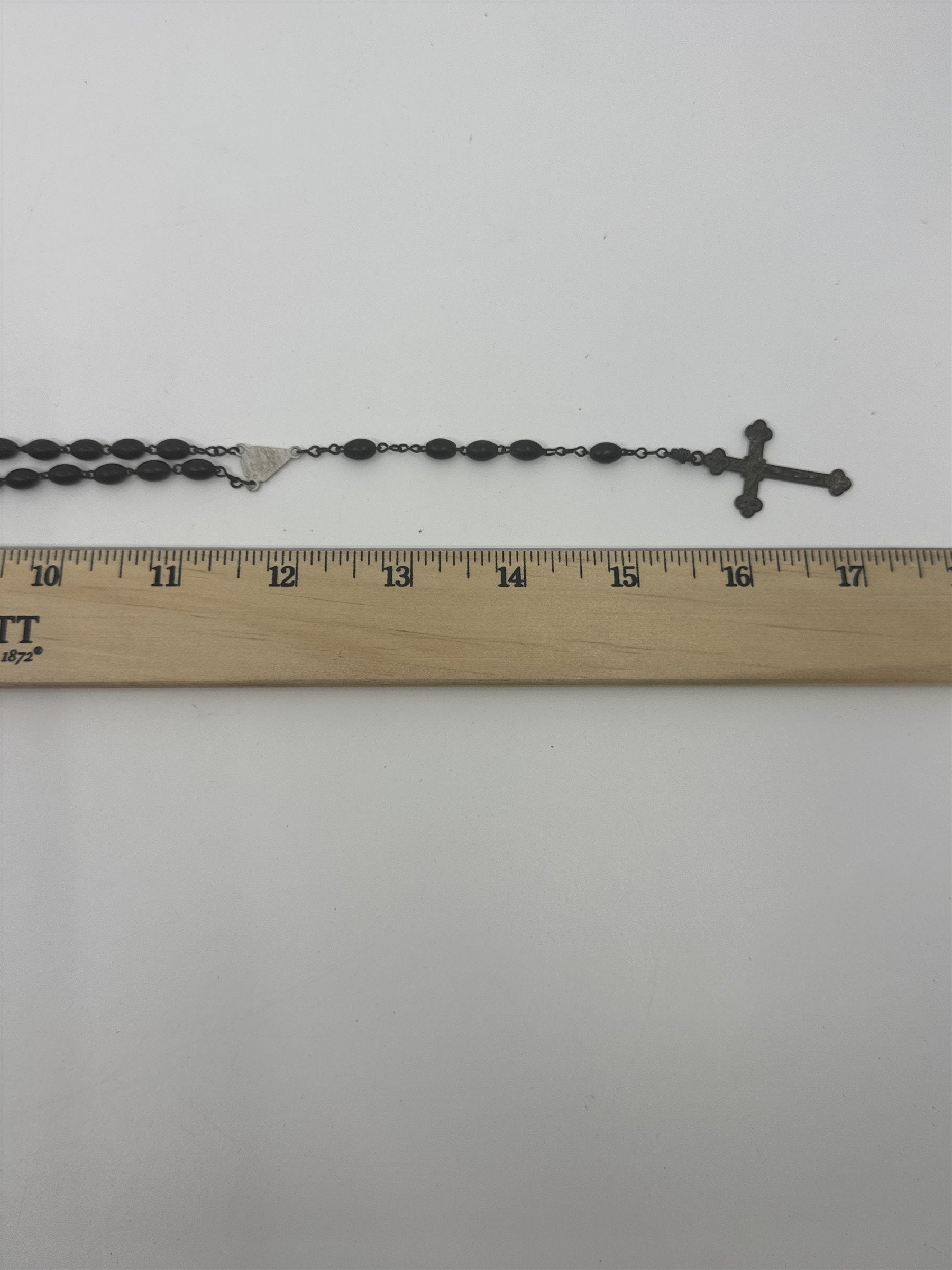 Vintage Black Beaded Rosary and Cross Catholic Rosary Religious Cross Necklace