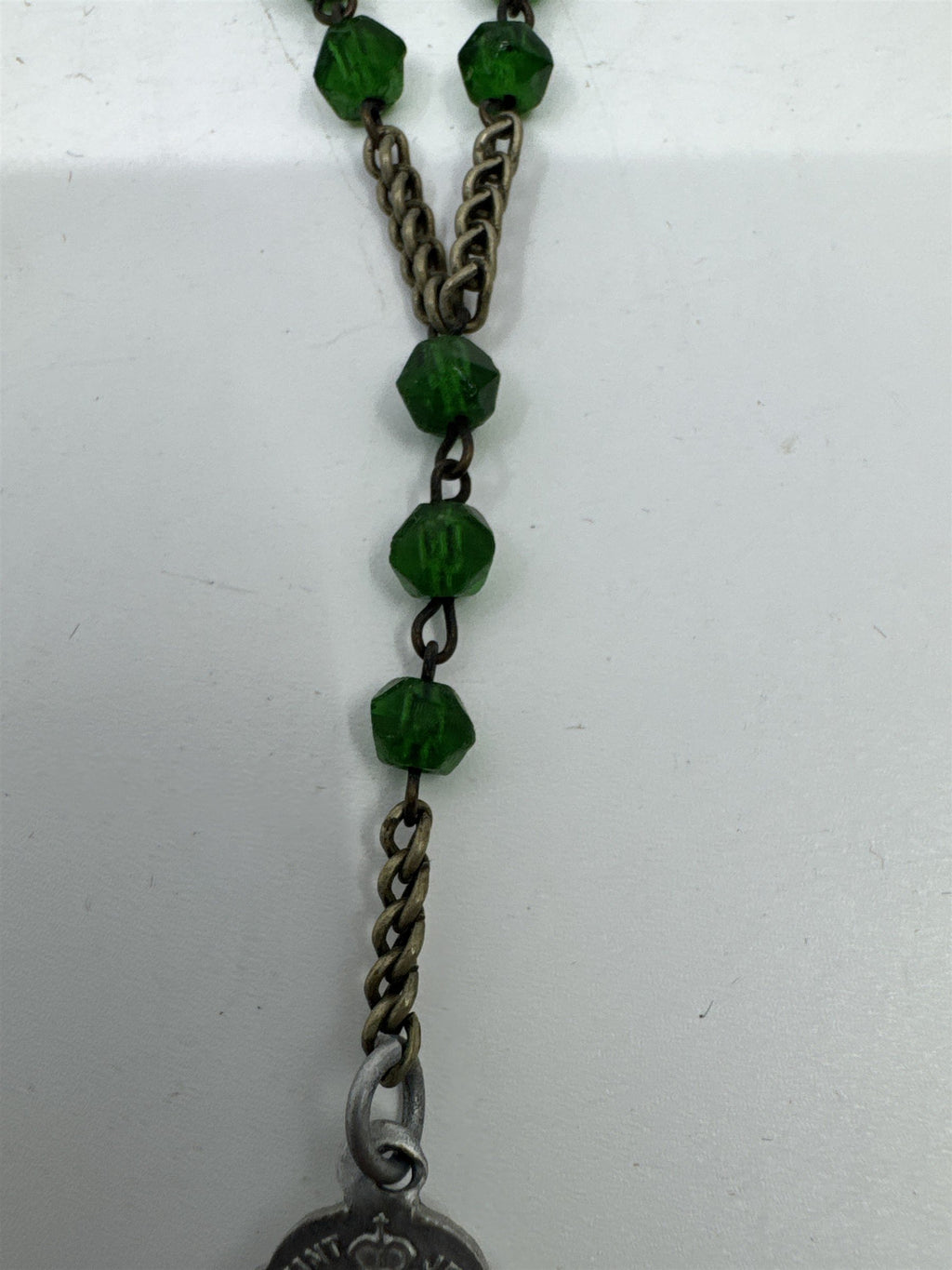 Vintage Green Beaded Rosary My Jesus Mercy Miraculous Infant Jesus of Prague