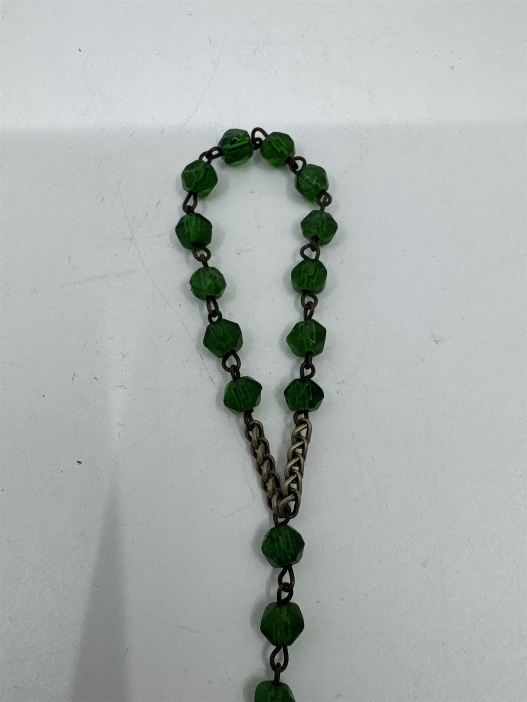 Vintage Green Beaded Rosary My Jesus Mercy Miraculous Infant Jesus of Prague
