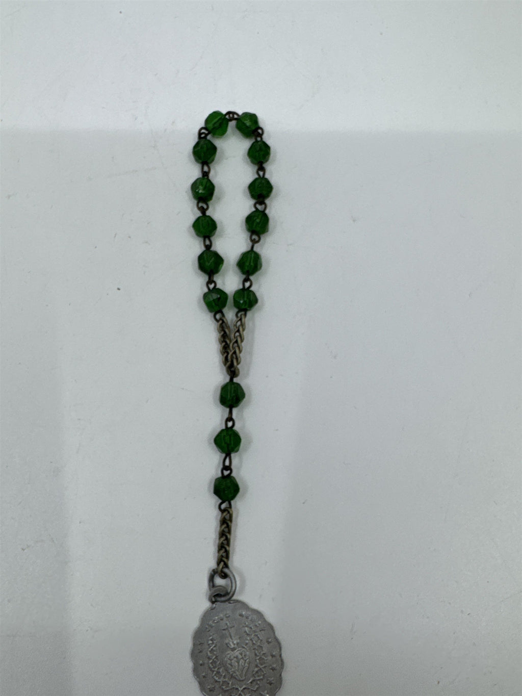 Vintage Green Beaded Rosary My Jesus Mercy Miraculous Infant Jesus of Prague