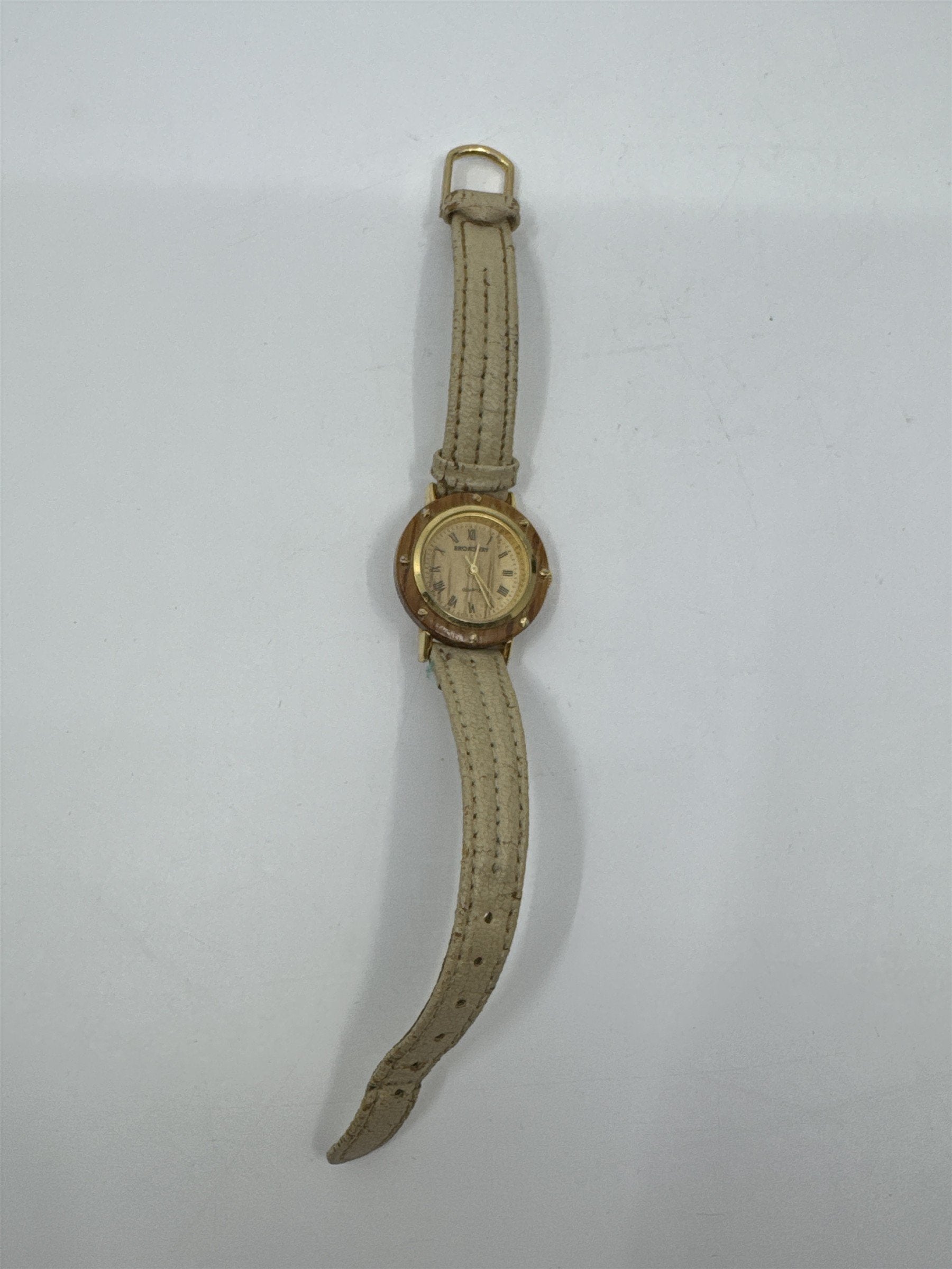 Women's Broadway Wristwatch Creme Colored Genuine Leather Watch