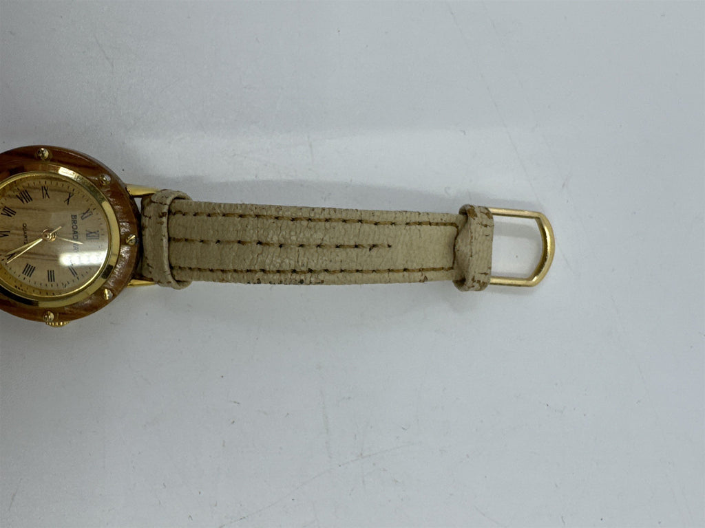 Women's Broadway Wristwatch Creme Colored Genuine Leather Watch