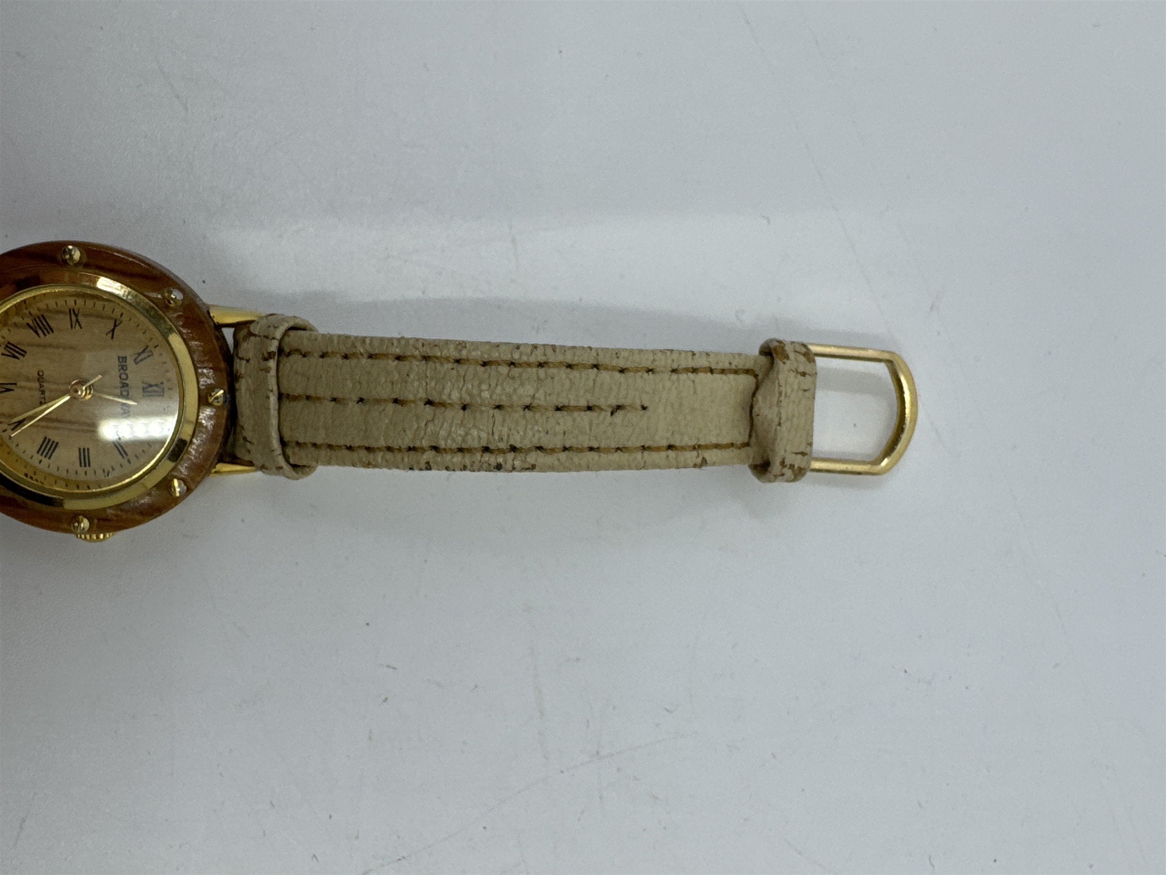 Women's Broadway Wristwatch Creme Colored Genuine Leather Watch