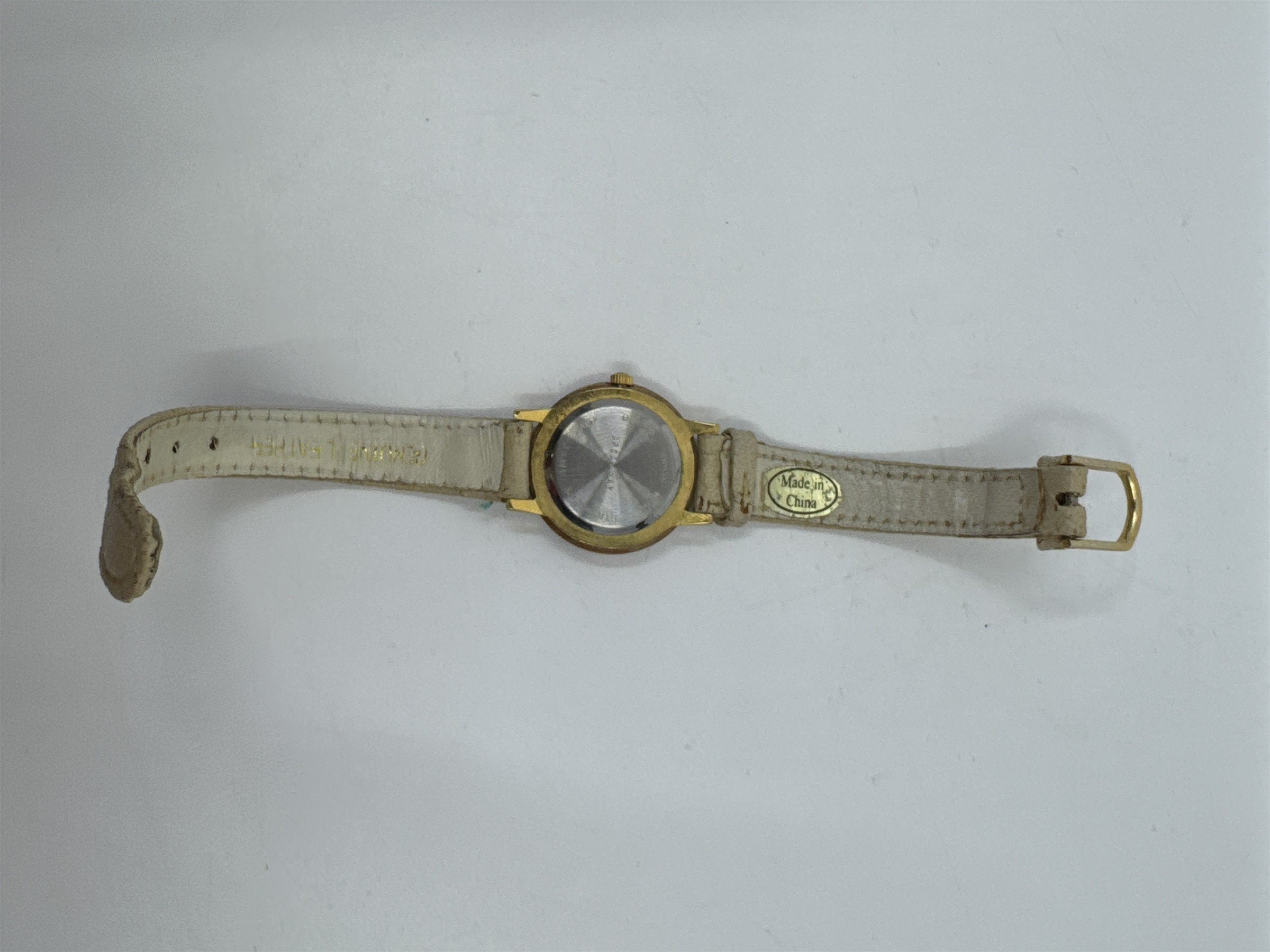 Women's Broadway Wristwatch Creme Colored Genuine Leather Watch