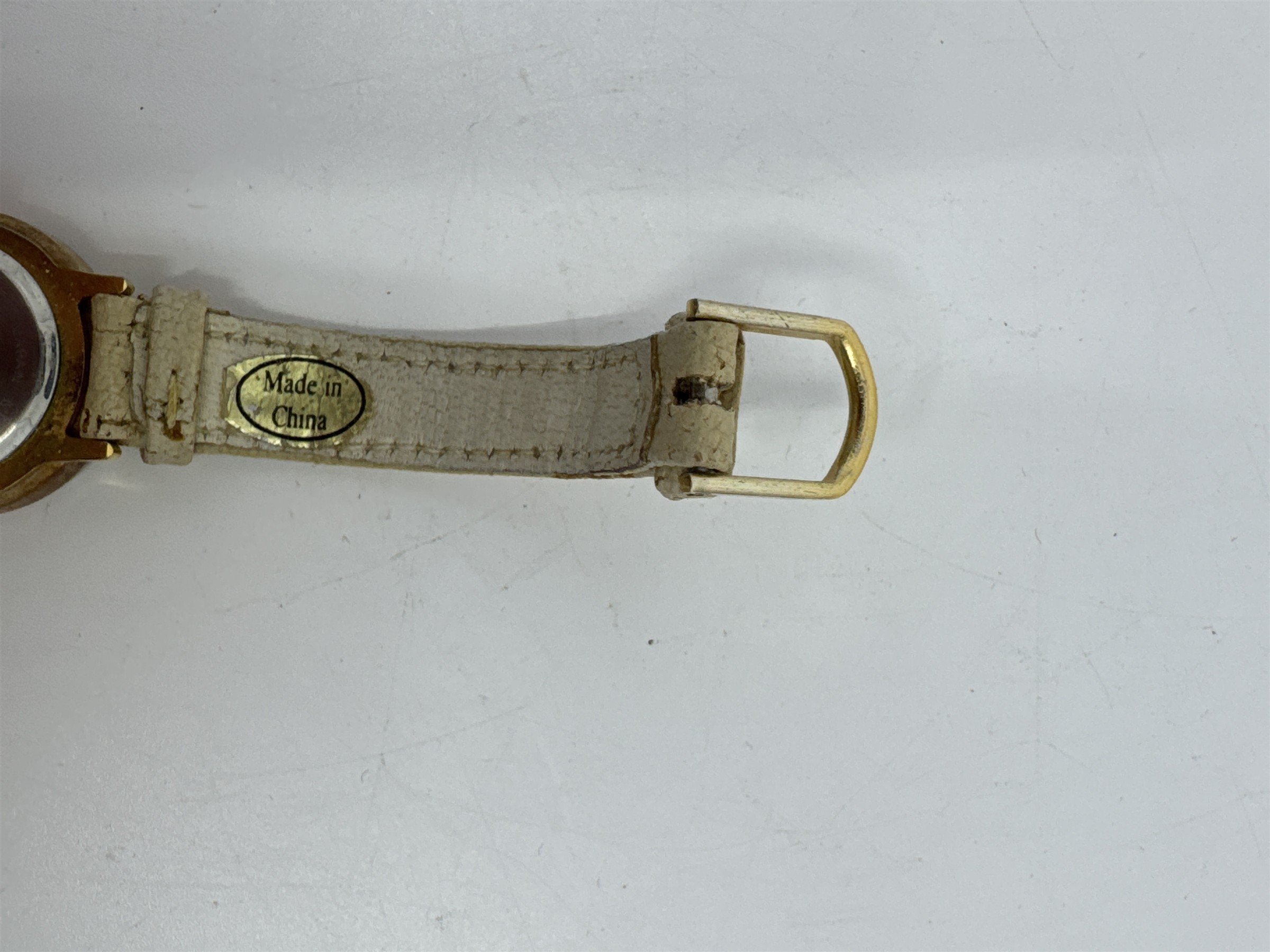 Women's Broadway Wristwatch Creme Colored Genuine Leather Watch