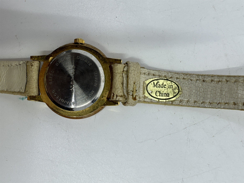 Women's Broadway Wristwatch Creme Colored Genuine Leather Watch