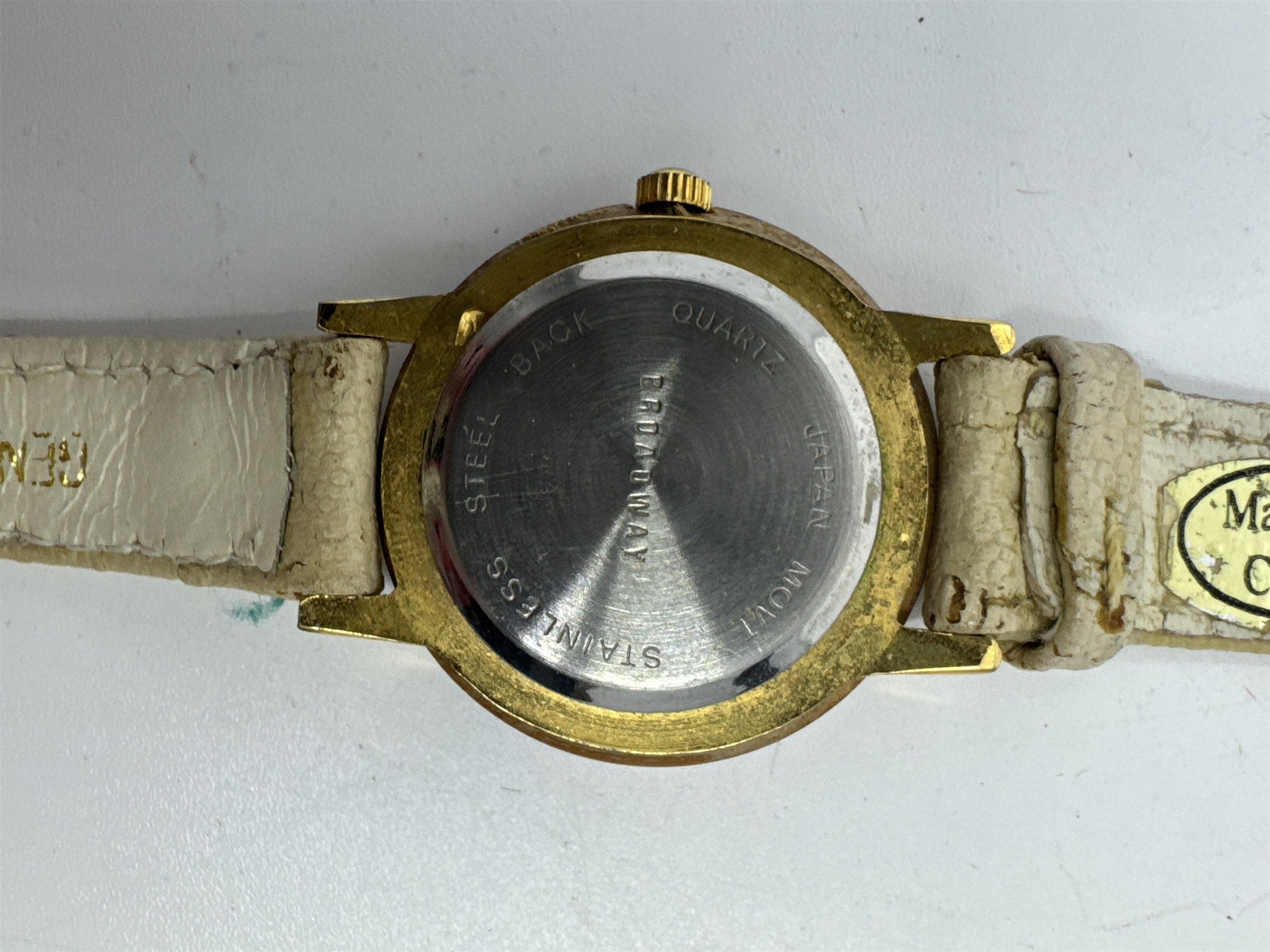 Women's Broadway Wristwatch Creme Colored Genuine Leather Watch