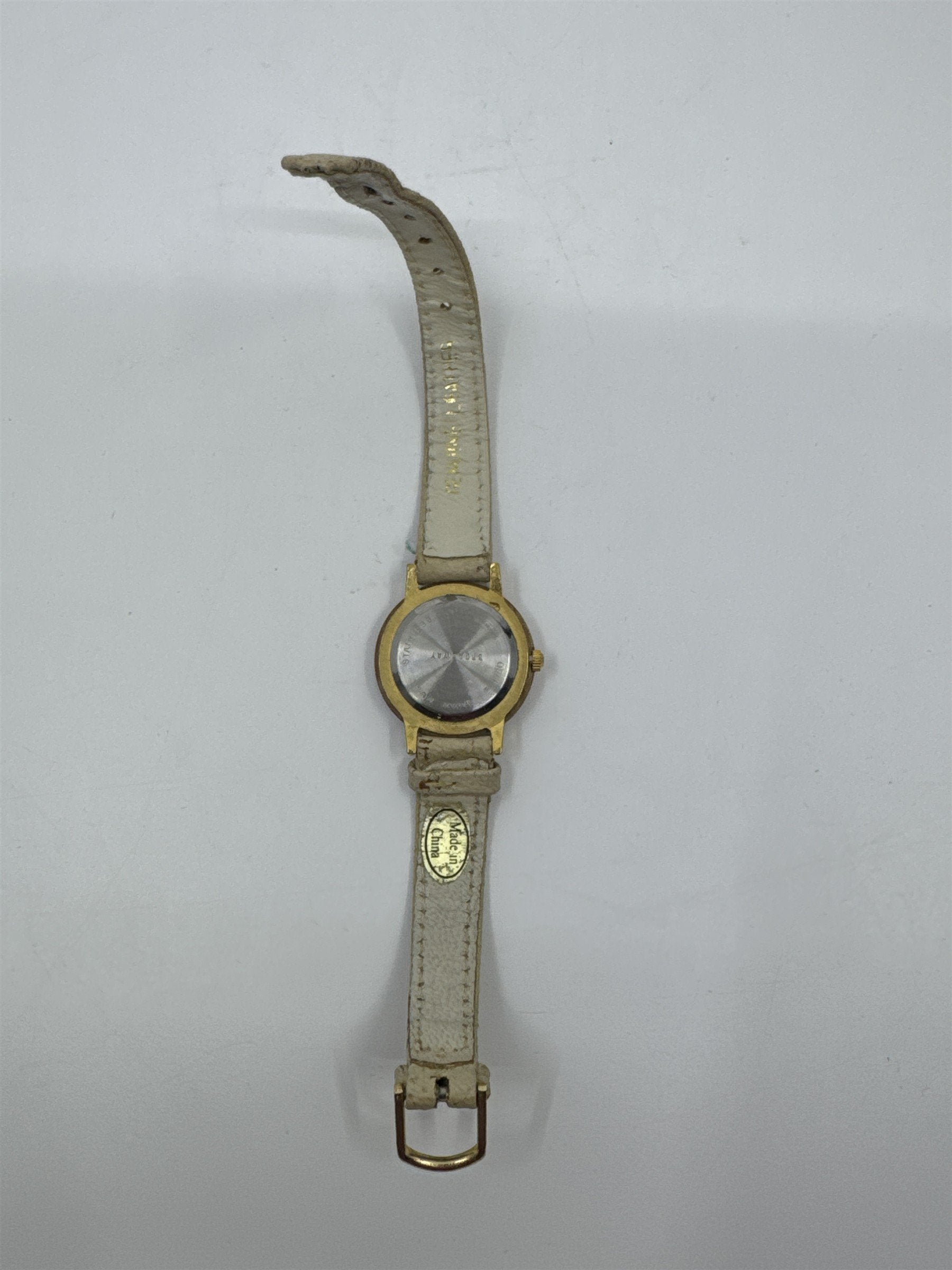 Women's Broadway Wristwatch Creme Colored Genuine Leather Watch
