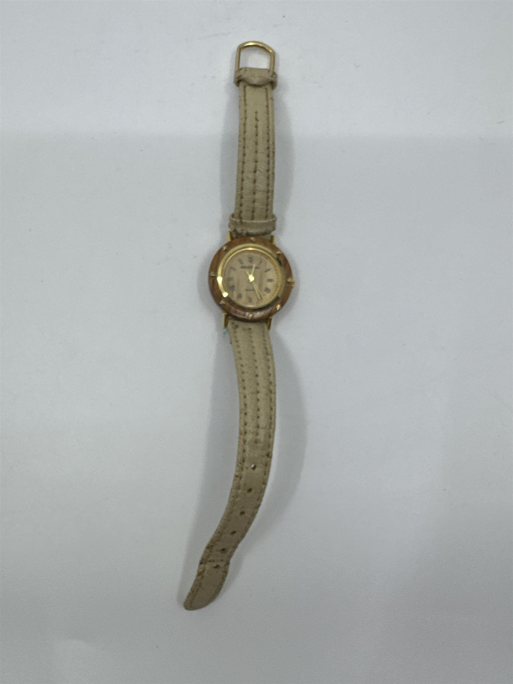 Women's Broadway Wristwatch Creme Colored Genuine Leather Watch