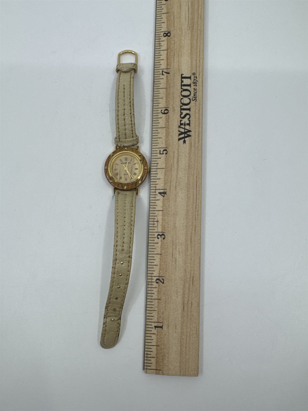 Women's Broadway Wristwatch Creme Colored Genuine Leather Watch