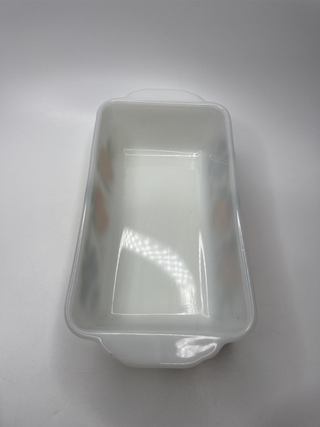 Anchor Hocking Fire King 9x5 1 Qt Loaf Pan Fruit Peaches Grapes #409 Milk Glass