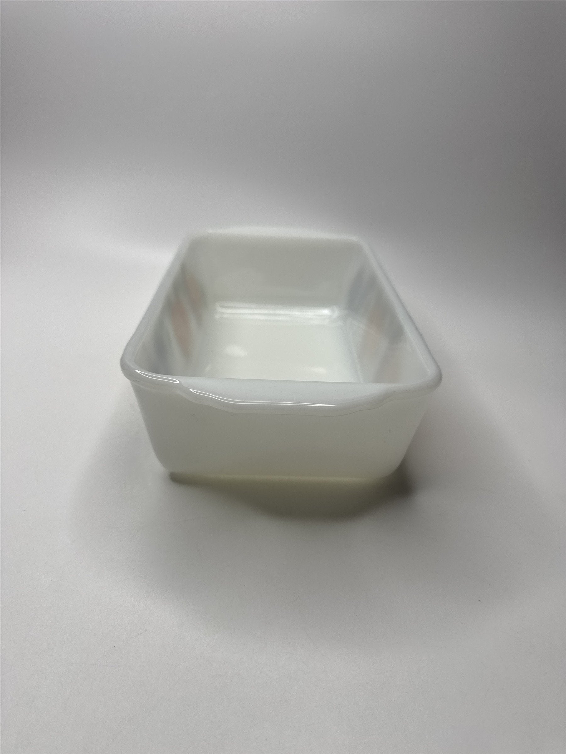 Anchor Hocking Fire King 9x5 1 Qt Loaf Pan Fruit Peaches Grapes #409 Milk Glass