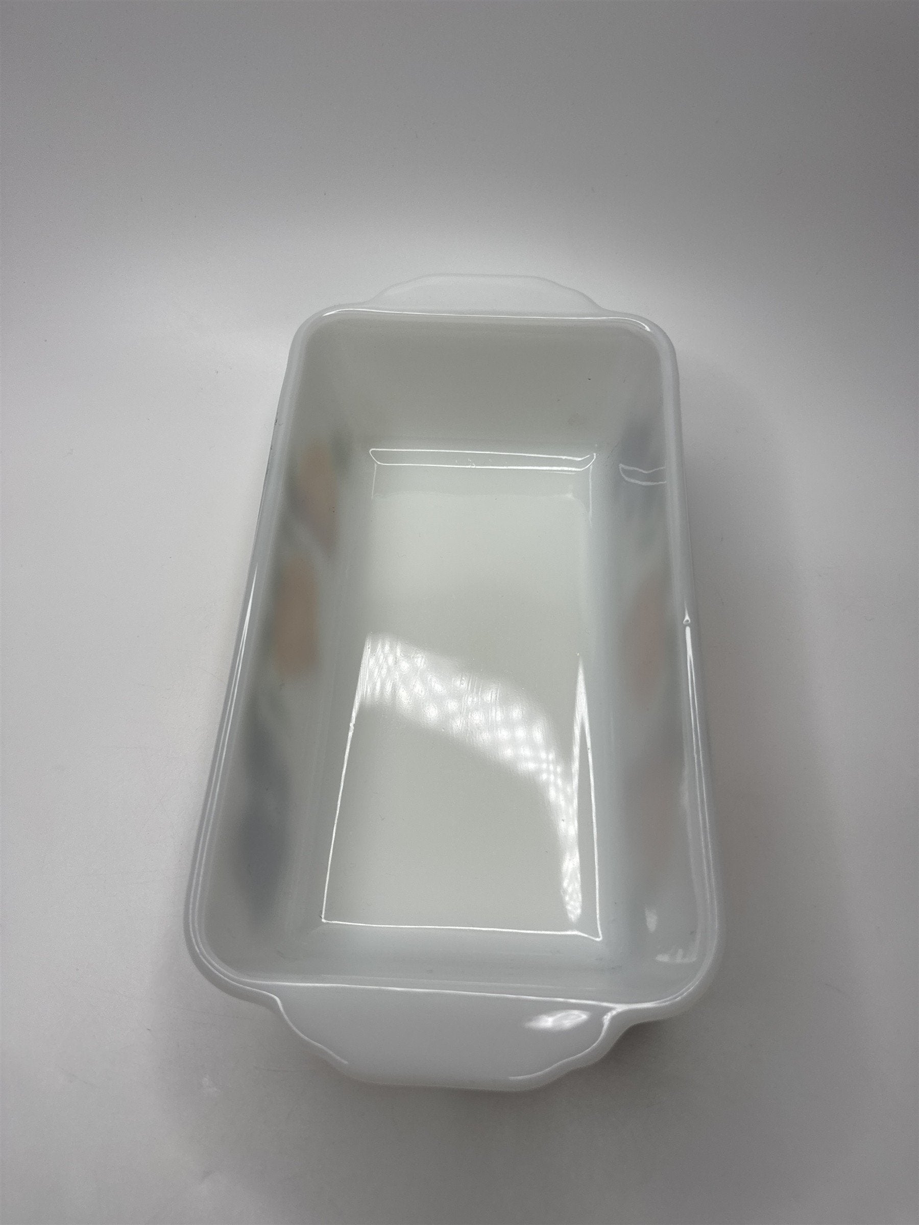 Anchor Hocking Fire King 9x5 1 Qt Loaf Pan Fruit Peaches Grapes #409 Milk Glass