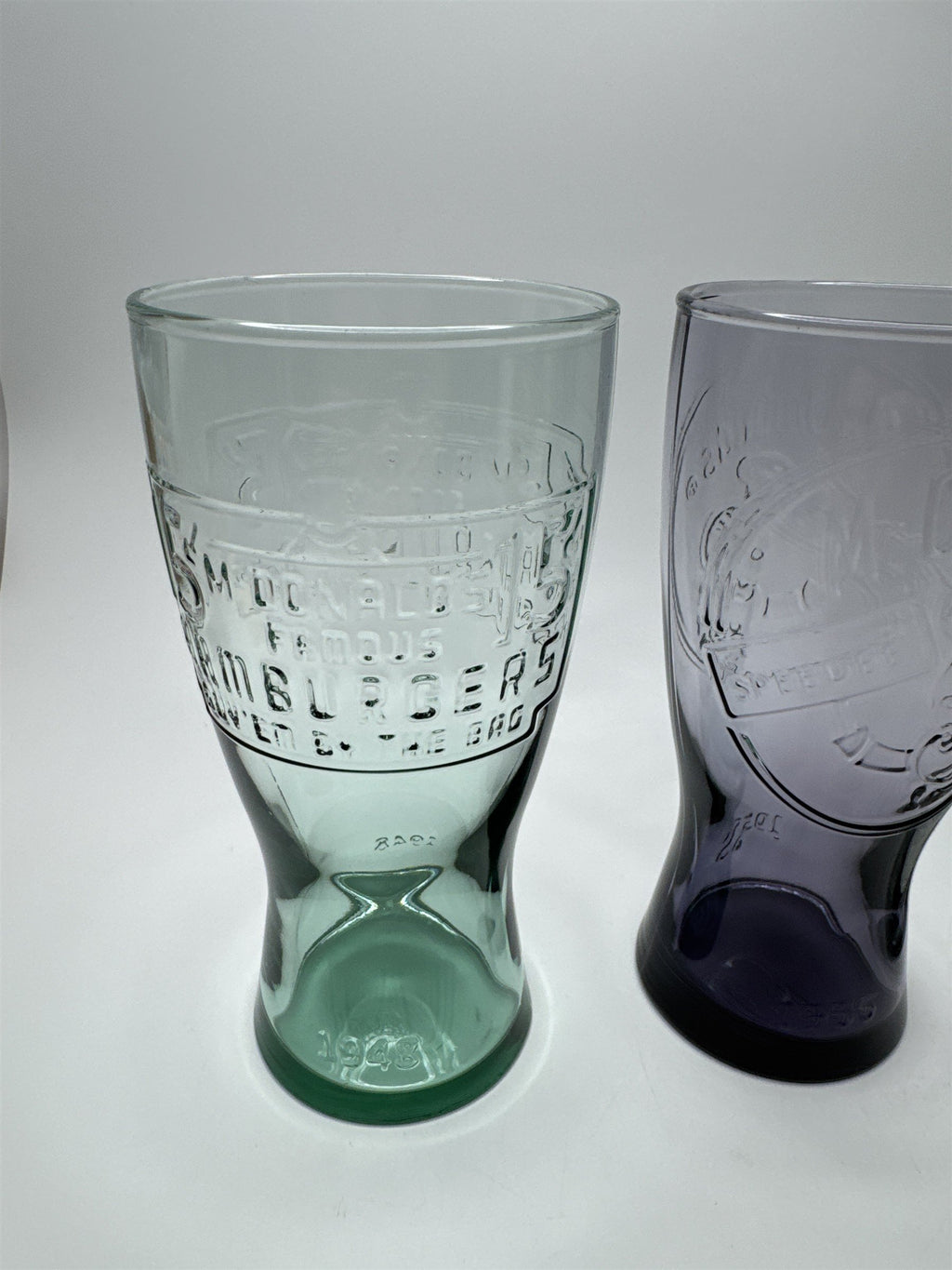 Set of 3 McDonalds Commerative Logo Arches Glasses: 1948, 1955, & 1992 NOS