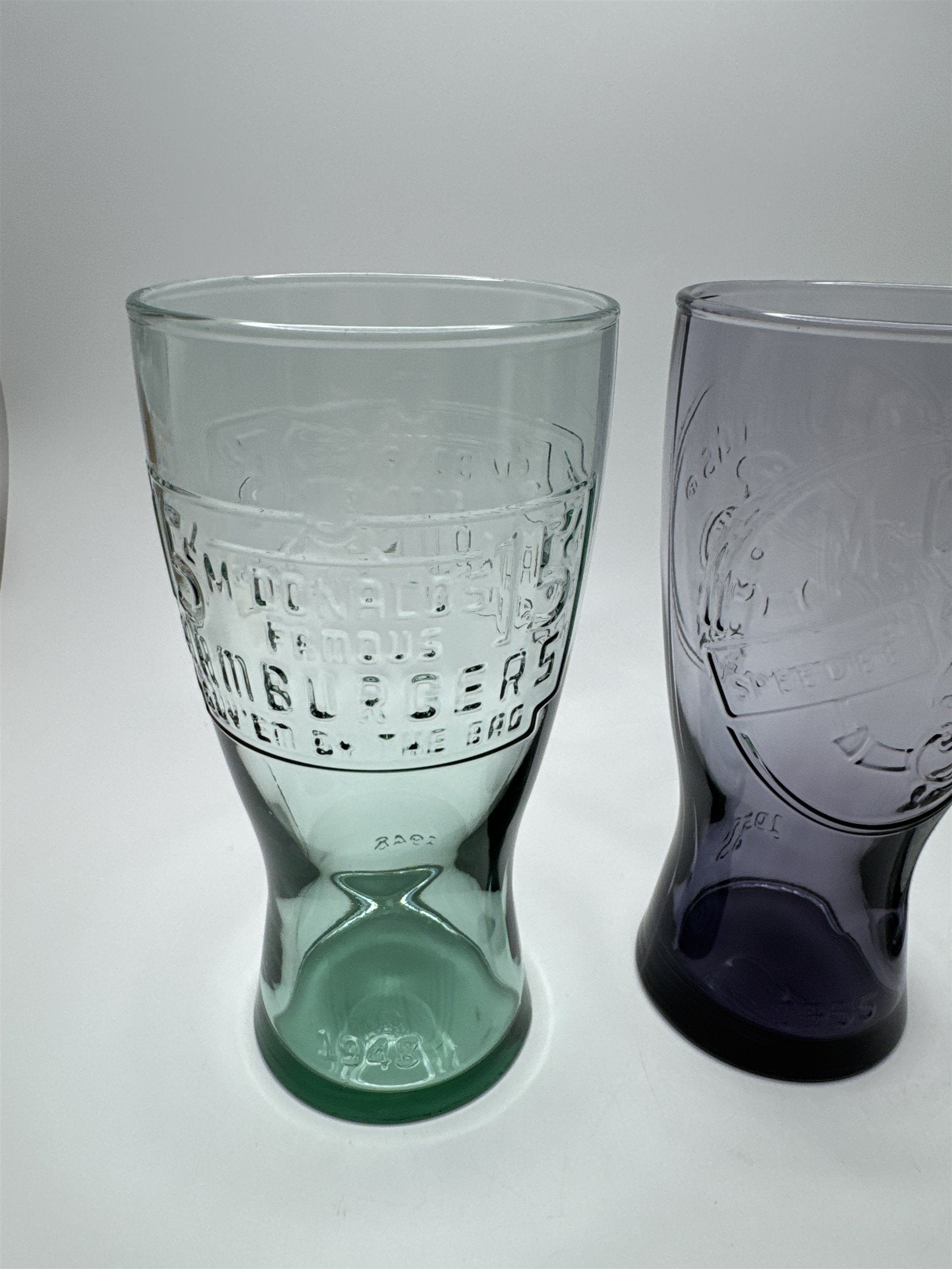 Set of 3 McDonalds Commerative Logo Arches Glasses: 1948, 1955, & 1992 NOS