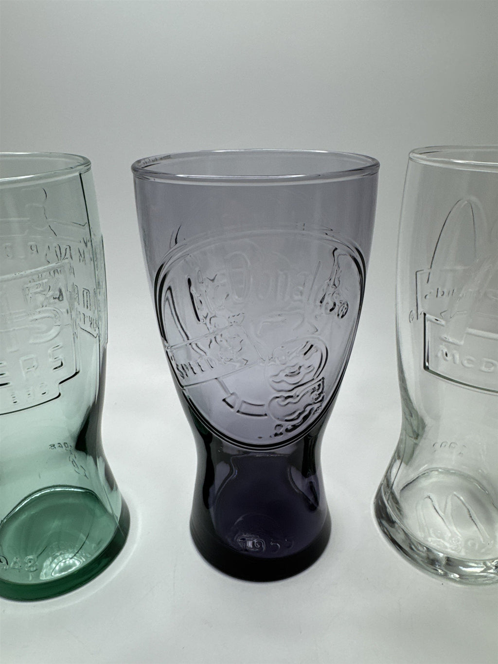 Set of 3 McDonalds Commerative Logo Arches Glasses: 1948, 1955, & 1992 NOS