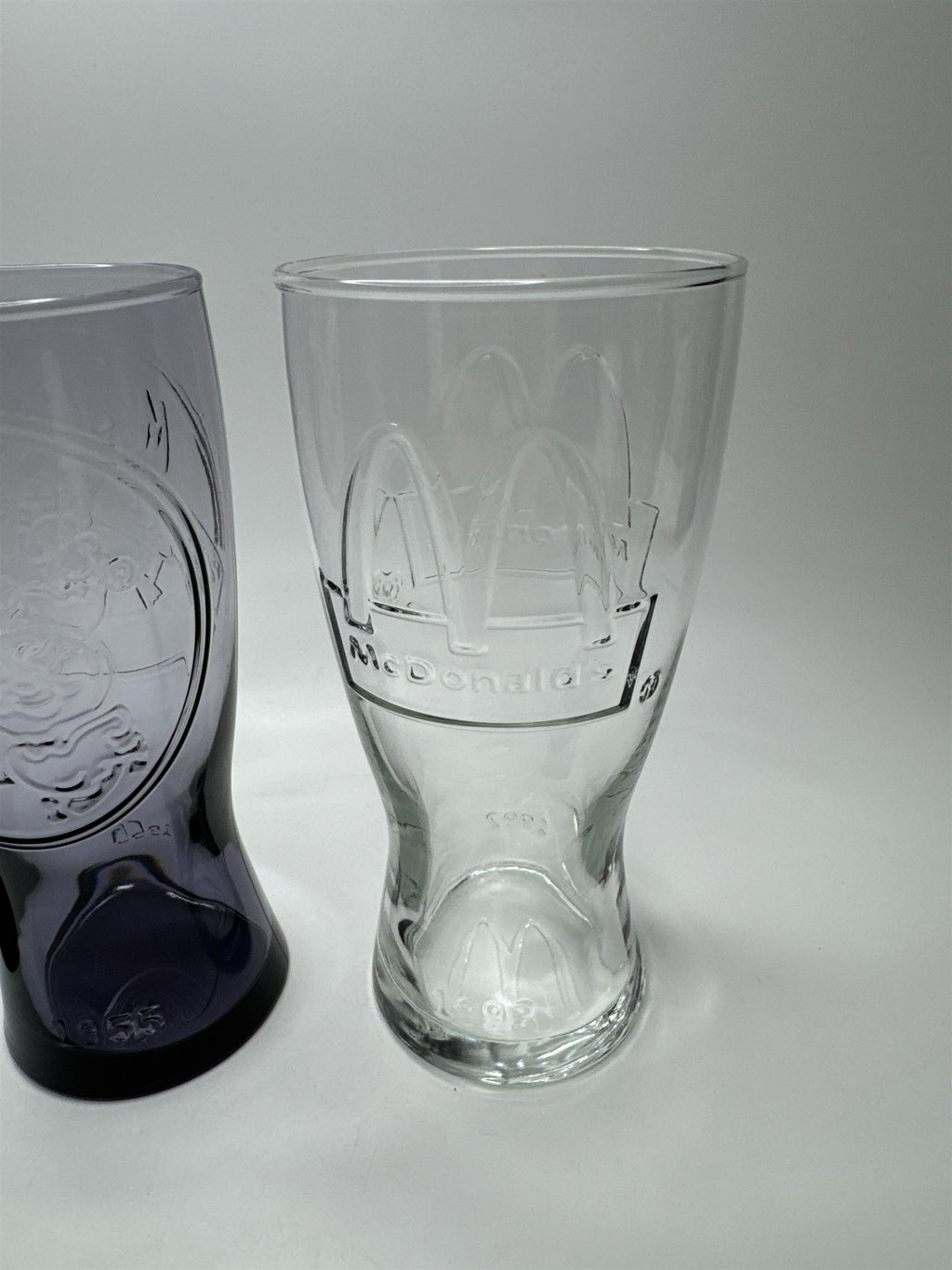 Set of 3 McDonalds Commerative Logo Arches Glasses: 1948, 1955, & 1992 NOS