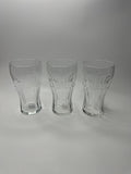 Set of 3 Coca Cola Clear Glass 6" Tall Drinking Glasses McDonalds Promo Vintage