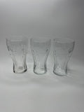 Set of 3 Coca Cola Clear Glass 6" Tall Drinking Glasses McDonalds Promo Vintage