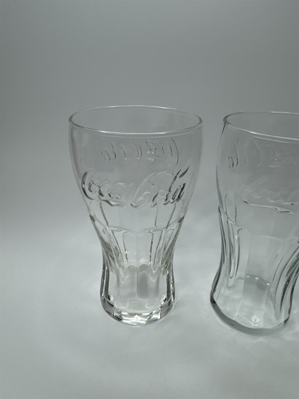 Set of 3 Coca Cola Clear Glass 6" Tall Drinking Glasses McDonalds Promo Vintage