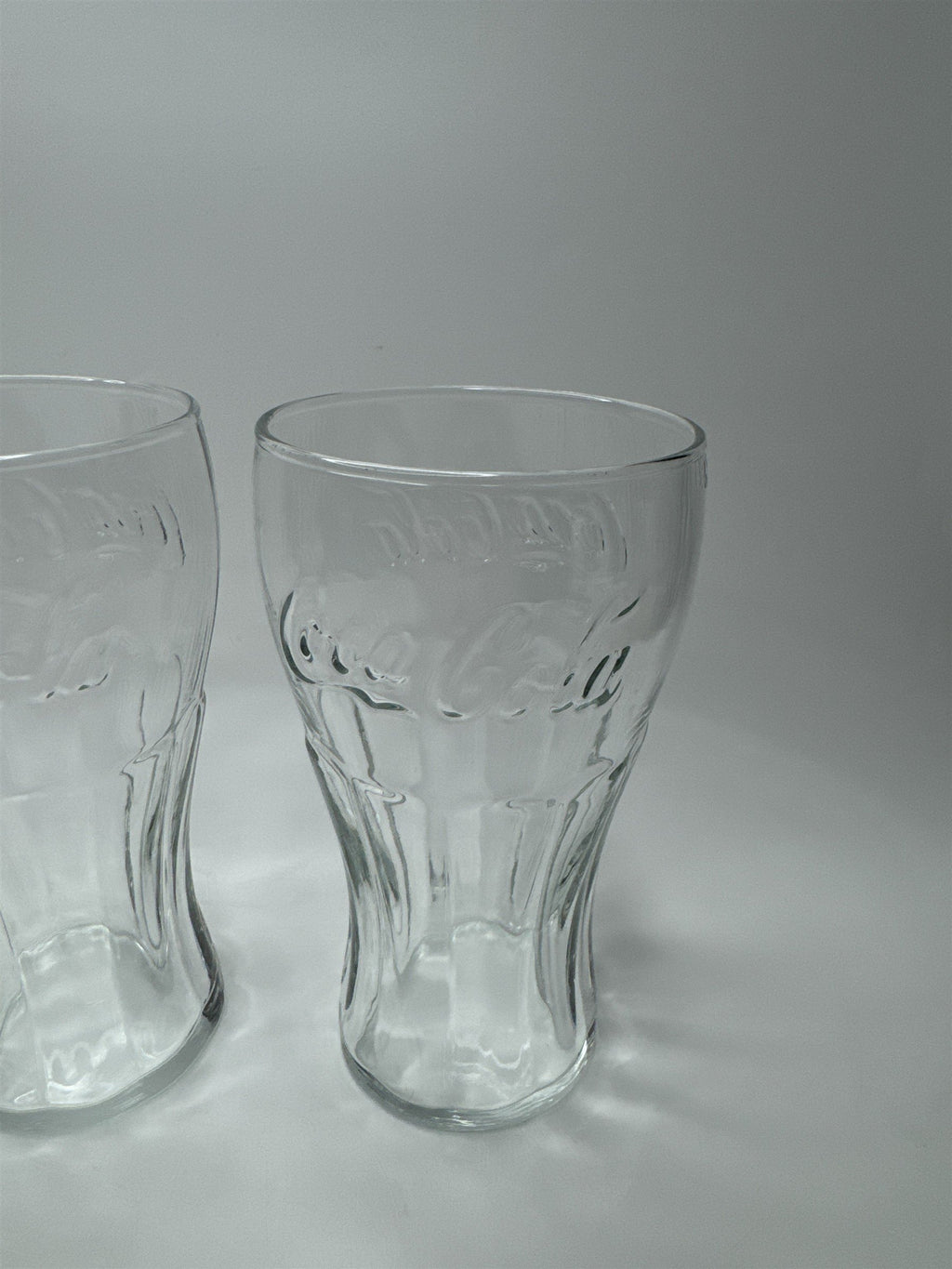 Set of 3 Coca Cola Clear Glass 6" Tall Drinking Glasses McDonalds Promo Vintage