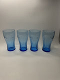 Set of 4 Coca Cola Cobalt Blue 6" Tall Drinking Glasses McDonalds Promo Vintage