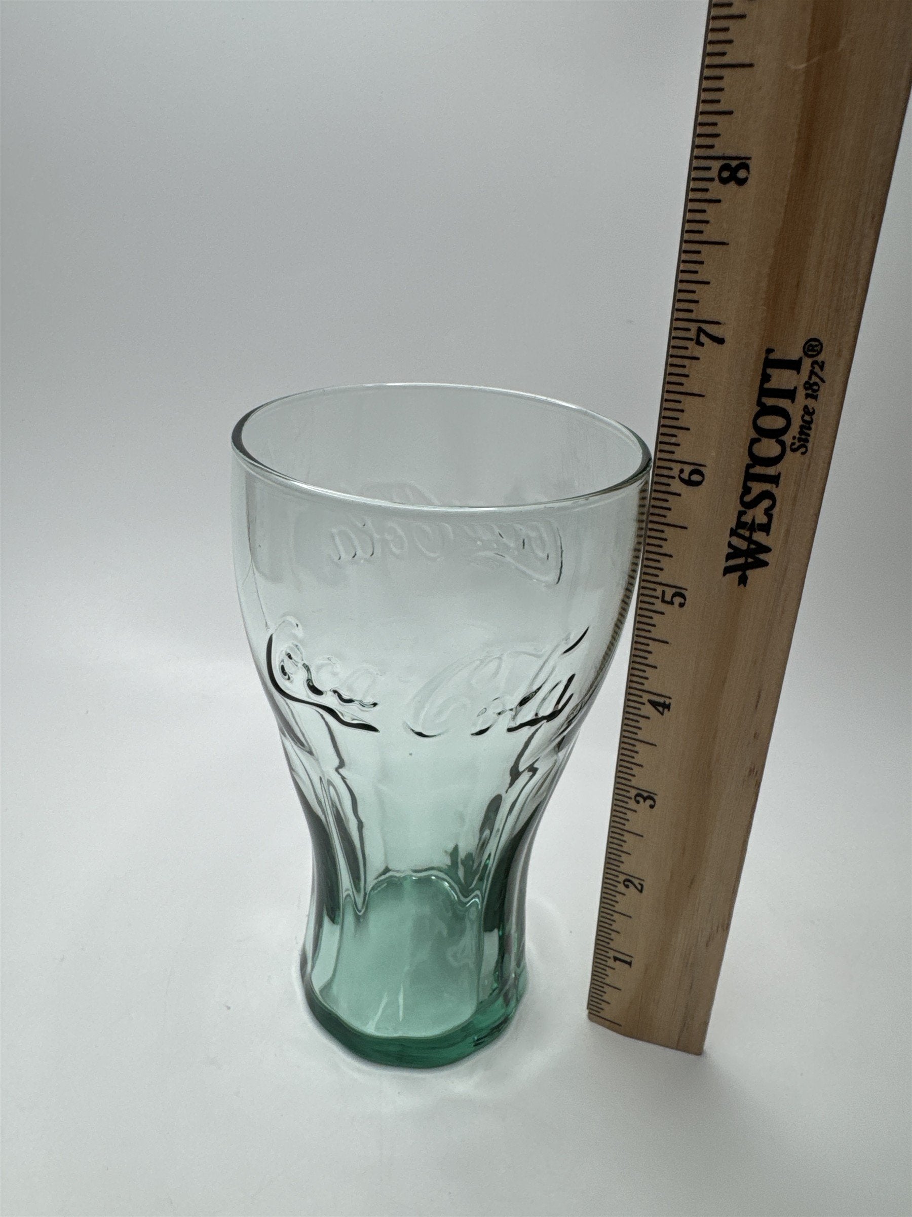 Coca Cola Green Bottom Glass 6" Tall Drinking Glass McDonalds Promo Vintage