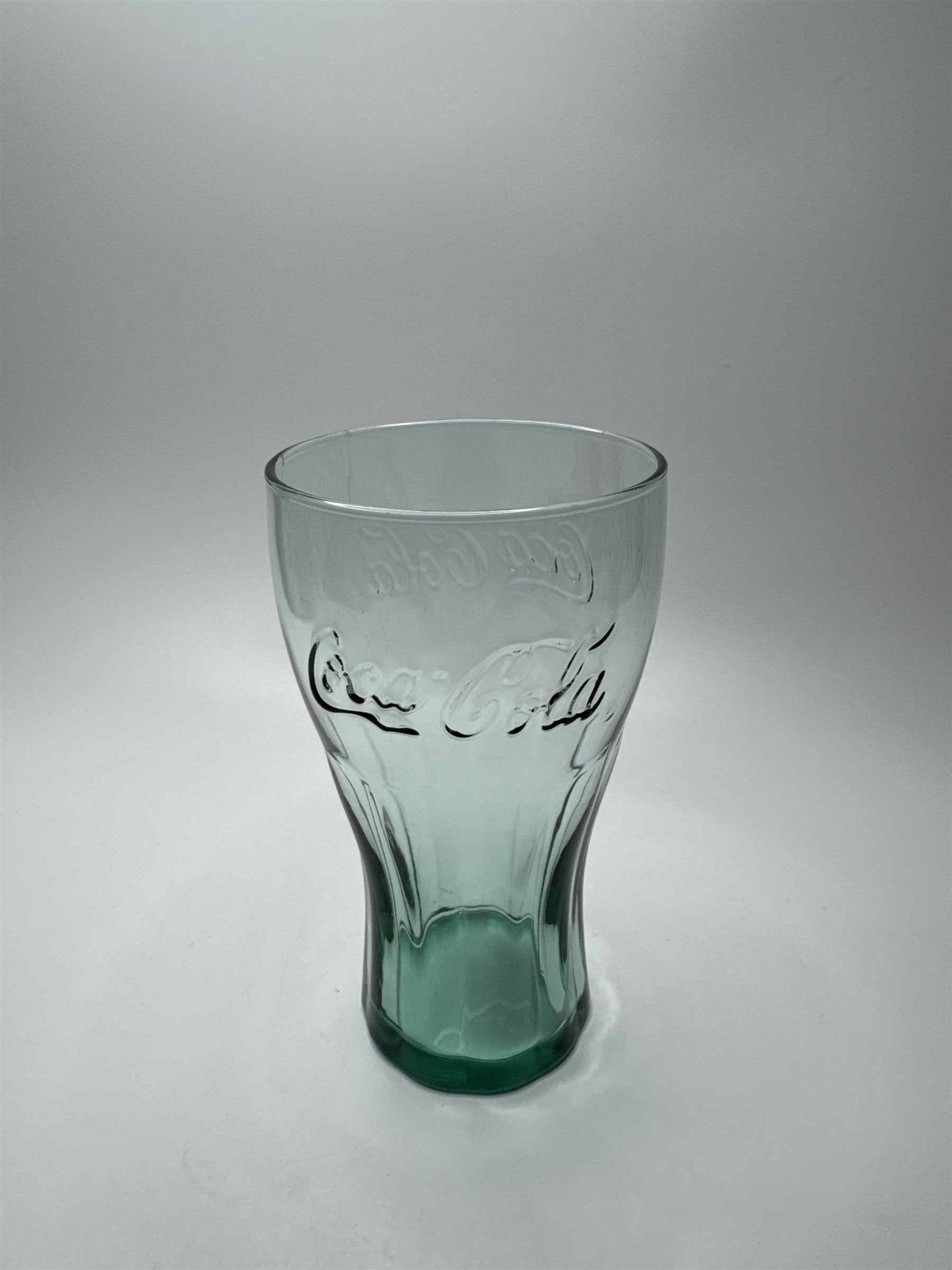 Coca Cola Green Bottom Glass 6" Tall Drinking Glass McDonalds Promo Vintage