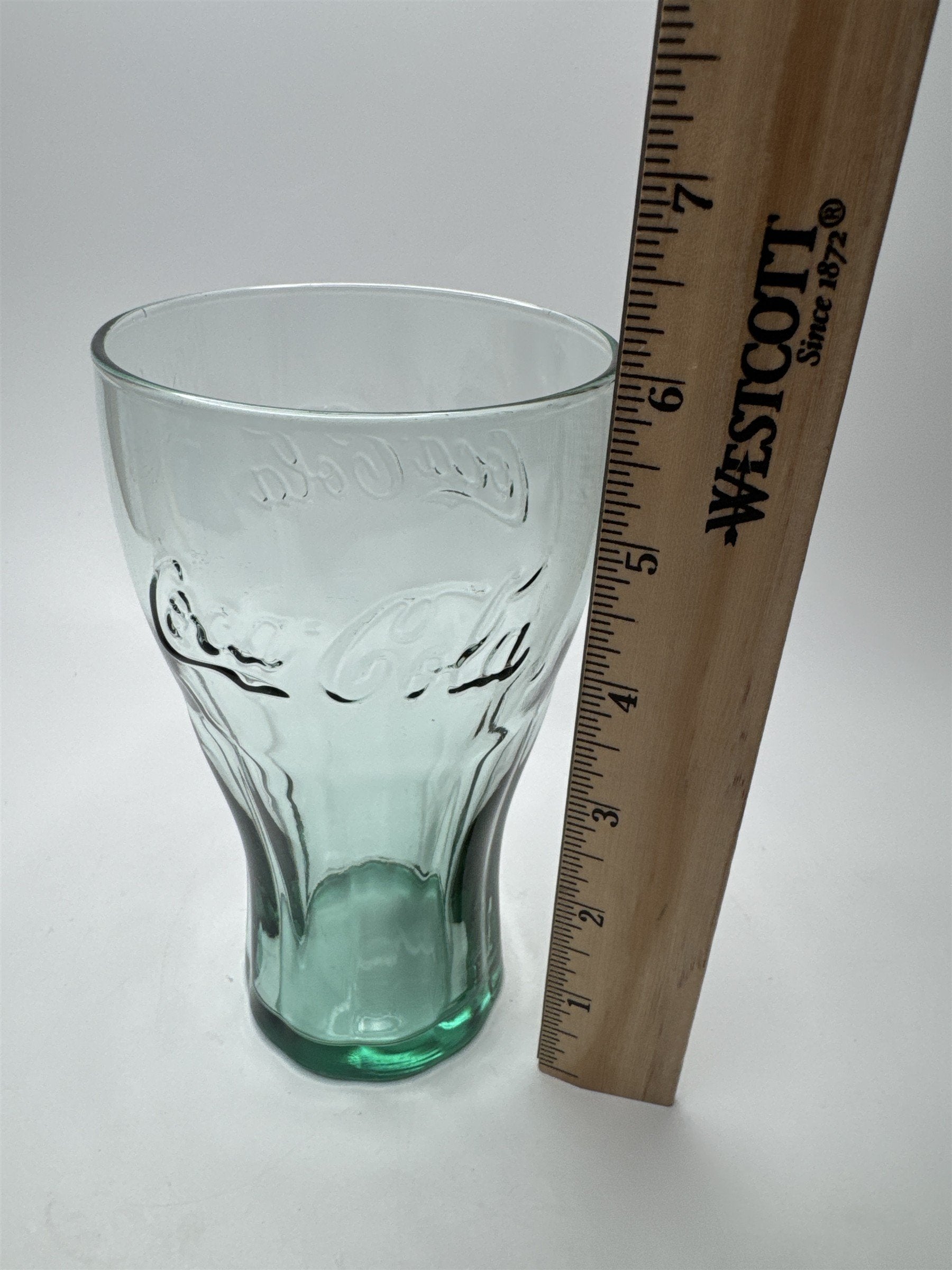 Coca Cola Green Bottom Glass 6" Tall Drinking Glass McDonalds Promo Vintage