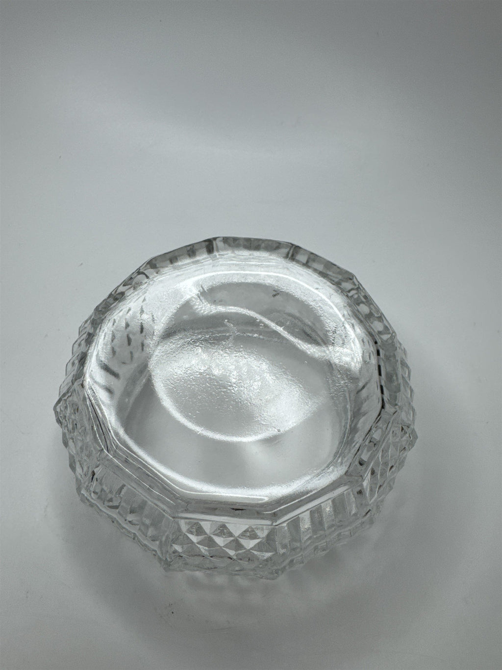 Vintage Glass and Gold Tone Metal Lid Vanity Dresser Powder Trinket Jar Leaf