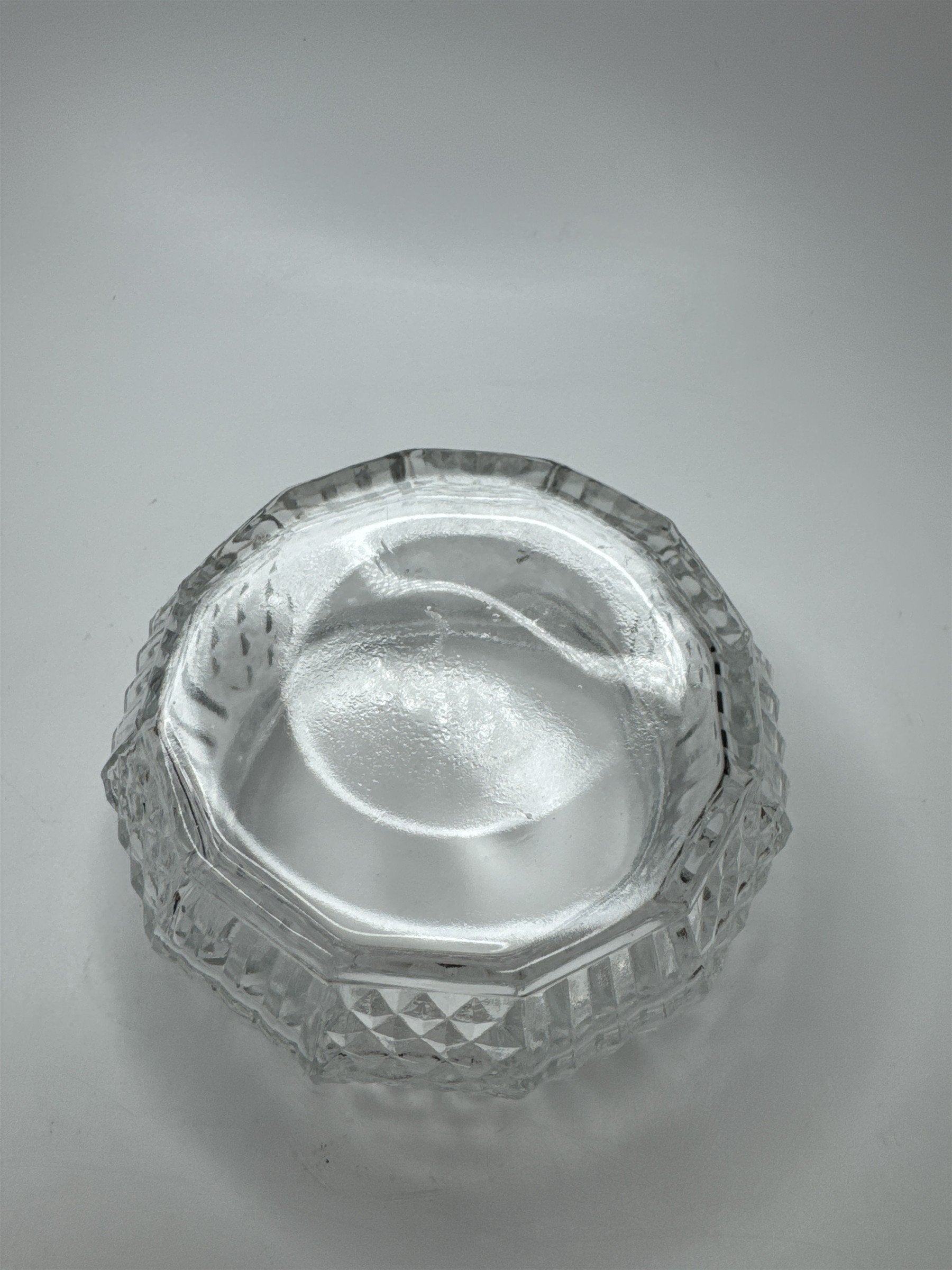 Vintage Glass and Gold Tone Metal Lid Vanity Dresser Powder Trinket Jar Leaf