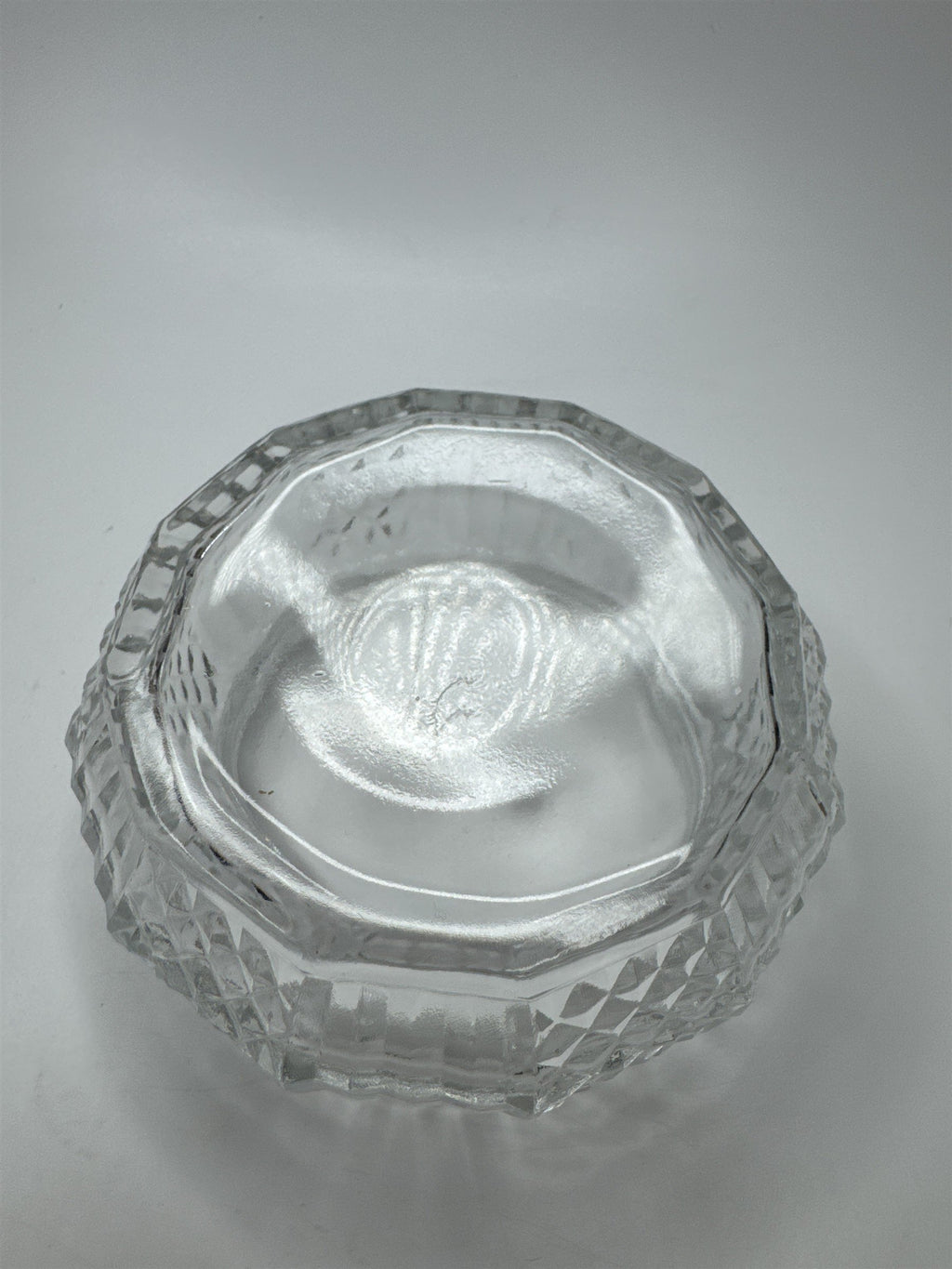 Vintage Glass and Gold Tone Metal Lid Vanity Dresser Powder Trinket Jar Leaf