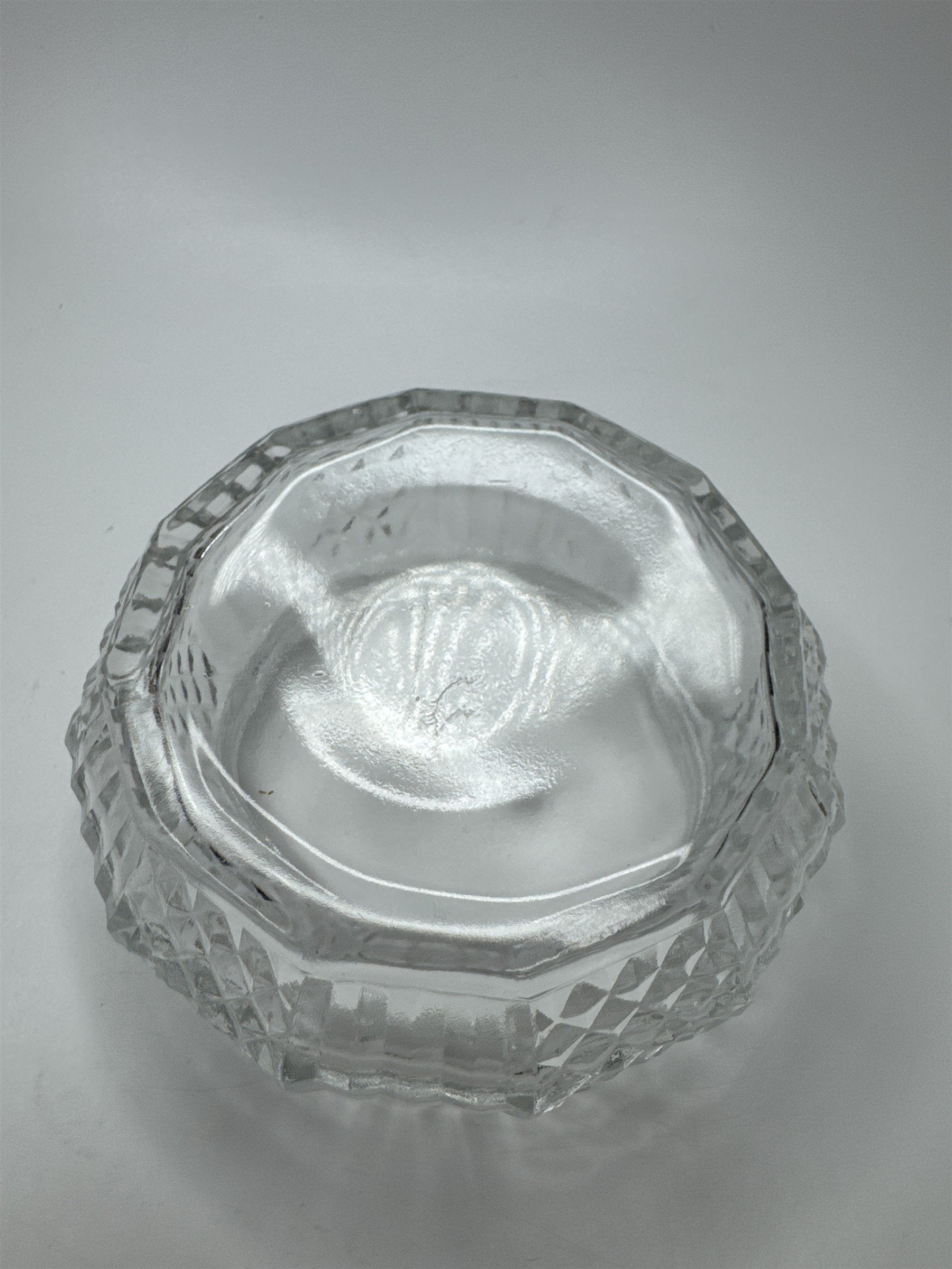 Vintage Glass and Gold Tone Metal Lid Vanity Dresser Powder Trinket Jar Leaf