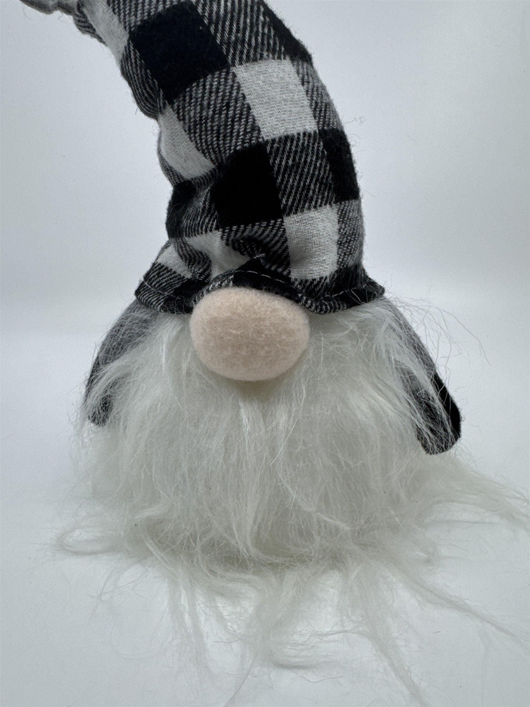 Black And White Checkered/Plaid Christmas Light Up Gnome