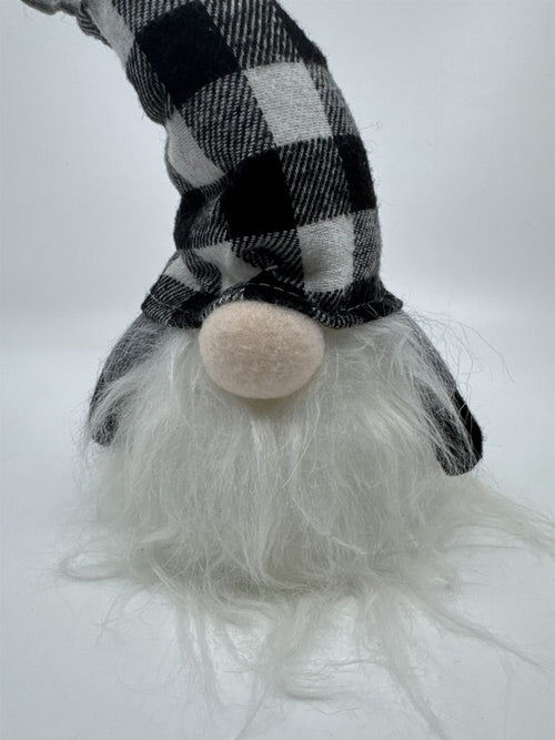 Black And White Checkered/Plaid Christmas Light Up Gnome