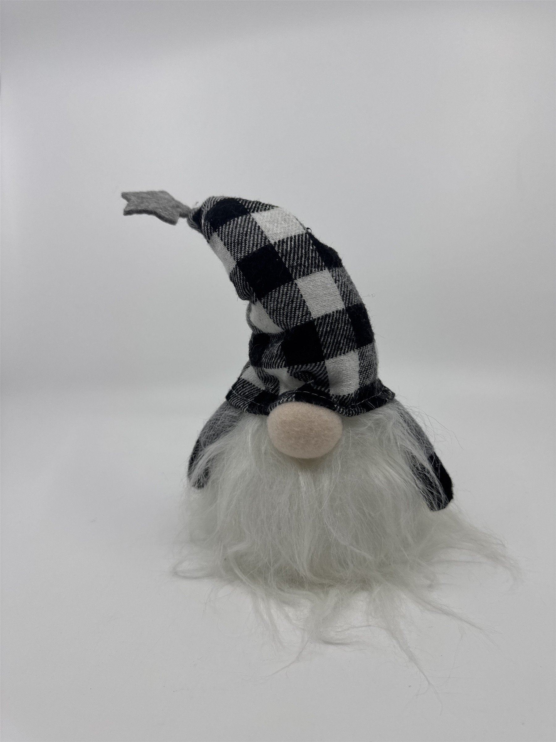 Black And White Checkered/Plaid Christmas Light Up Gnome