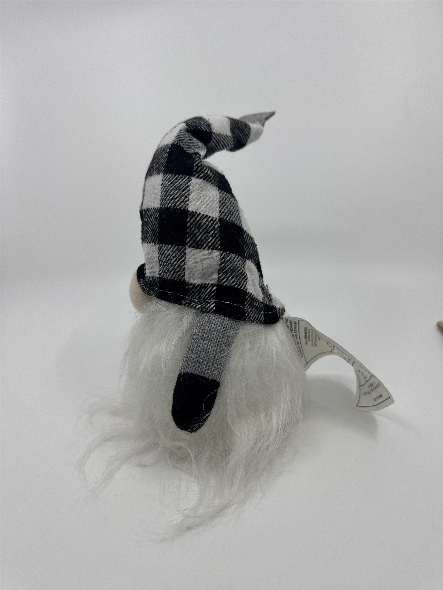 Black And White Checkered/Plaid Christmas Light Up Gnome
