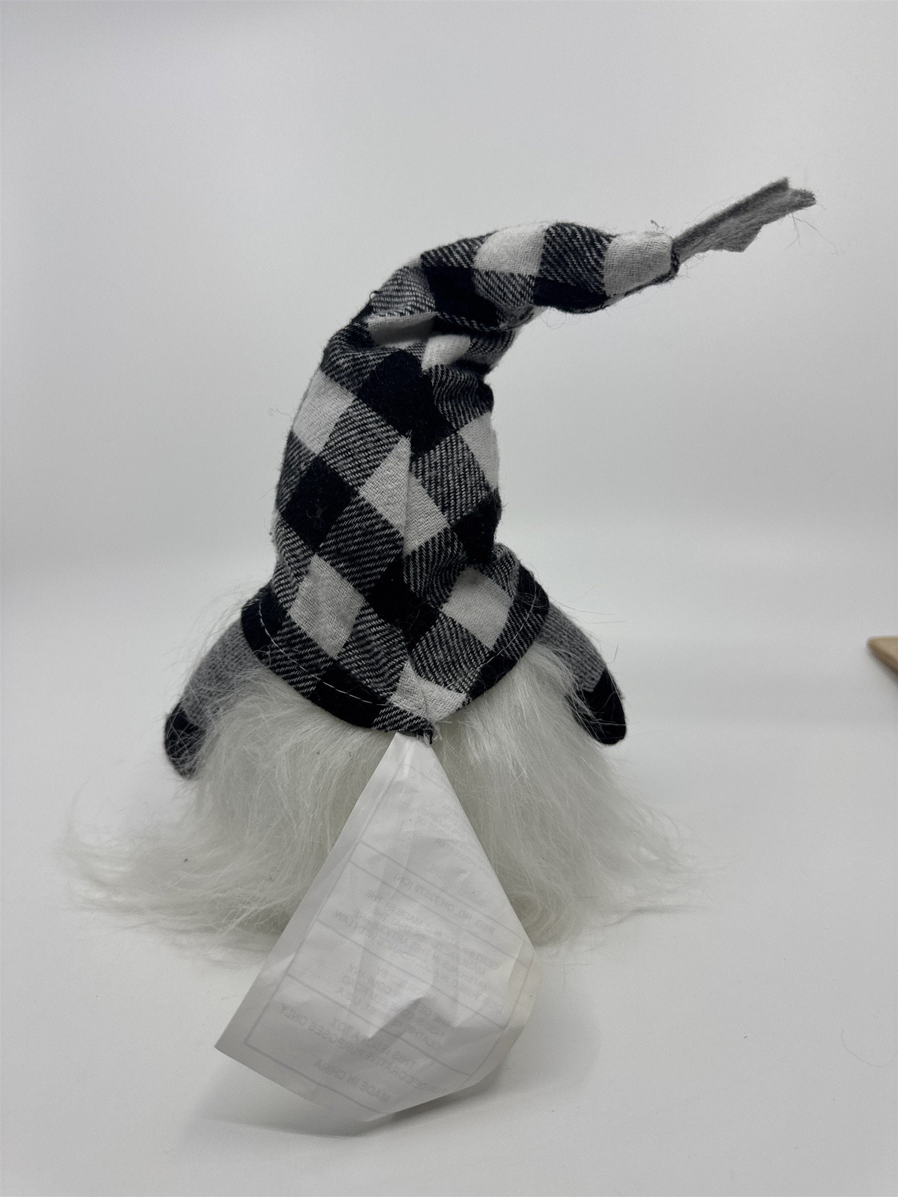 Black And White Checkered/Plaid Christmas Light Up Gnome