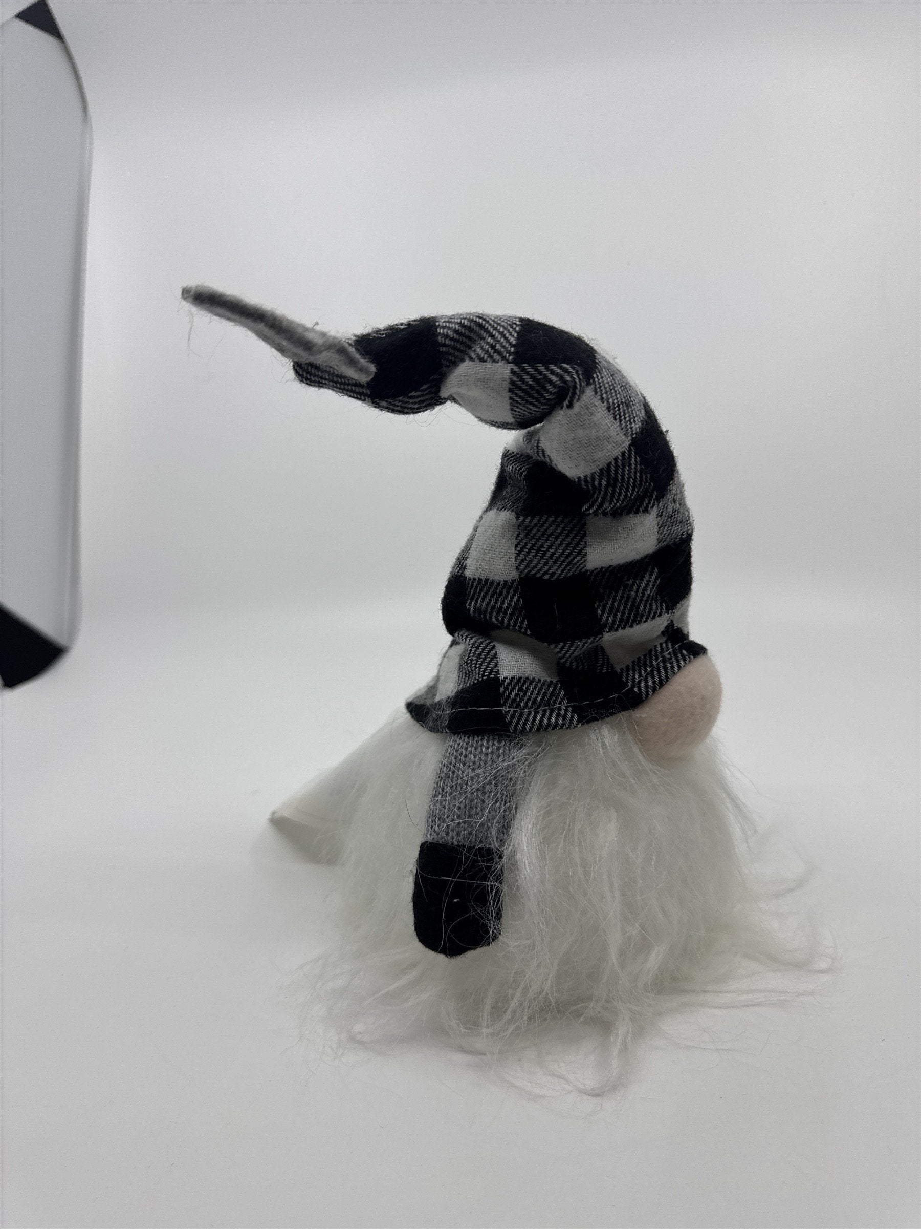 Black And White Checkered/Plaid Christmas Light Up Gnome