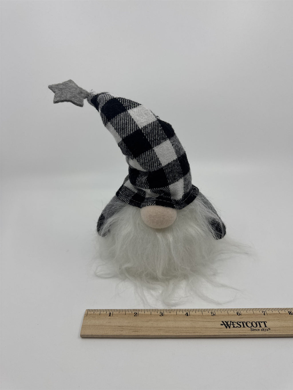 Black And White Checkered/Plaid Christmas Light Up Gnome