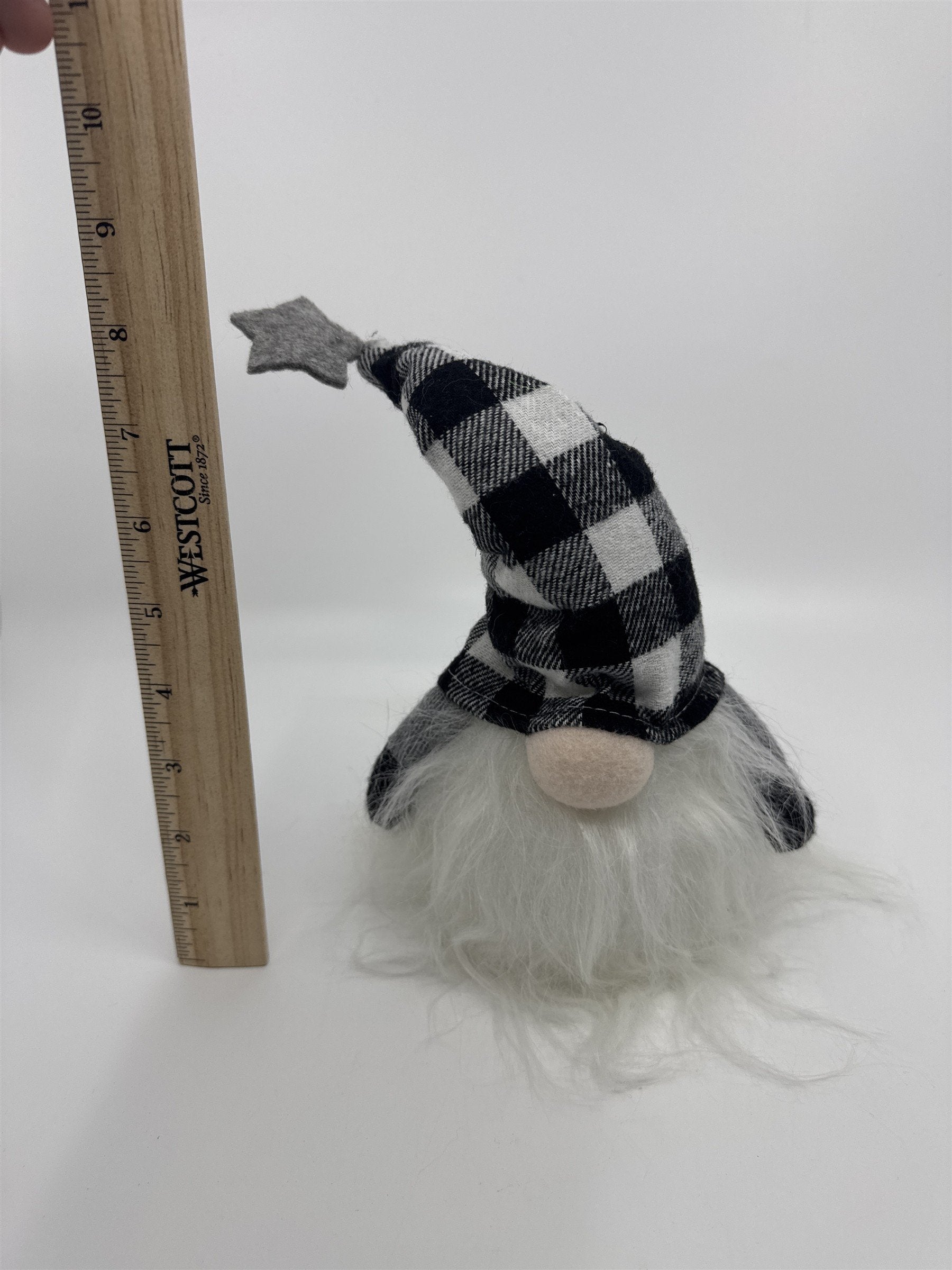 Black And White Checkered/Plaid Christmas Light Up Gnome
