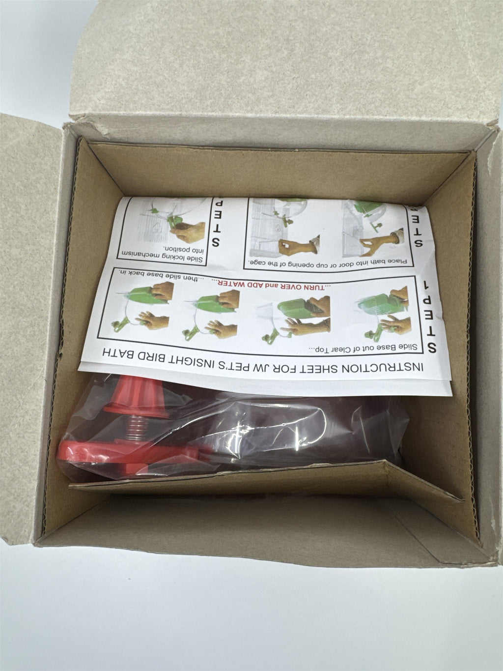 JW Insight Birdbath For Parakeets and Similarly Sized Birds Red Attachable Bath