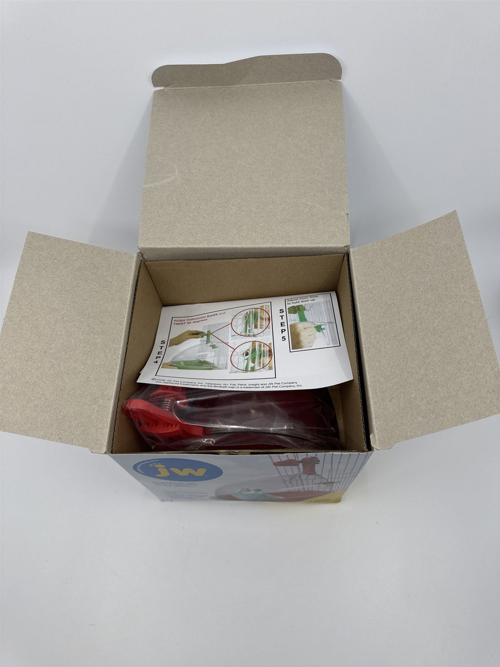 JW Insight Birdbath For Parakeets and Similarly Sized Birds Red Attachable Bath