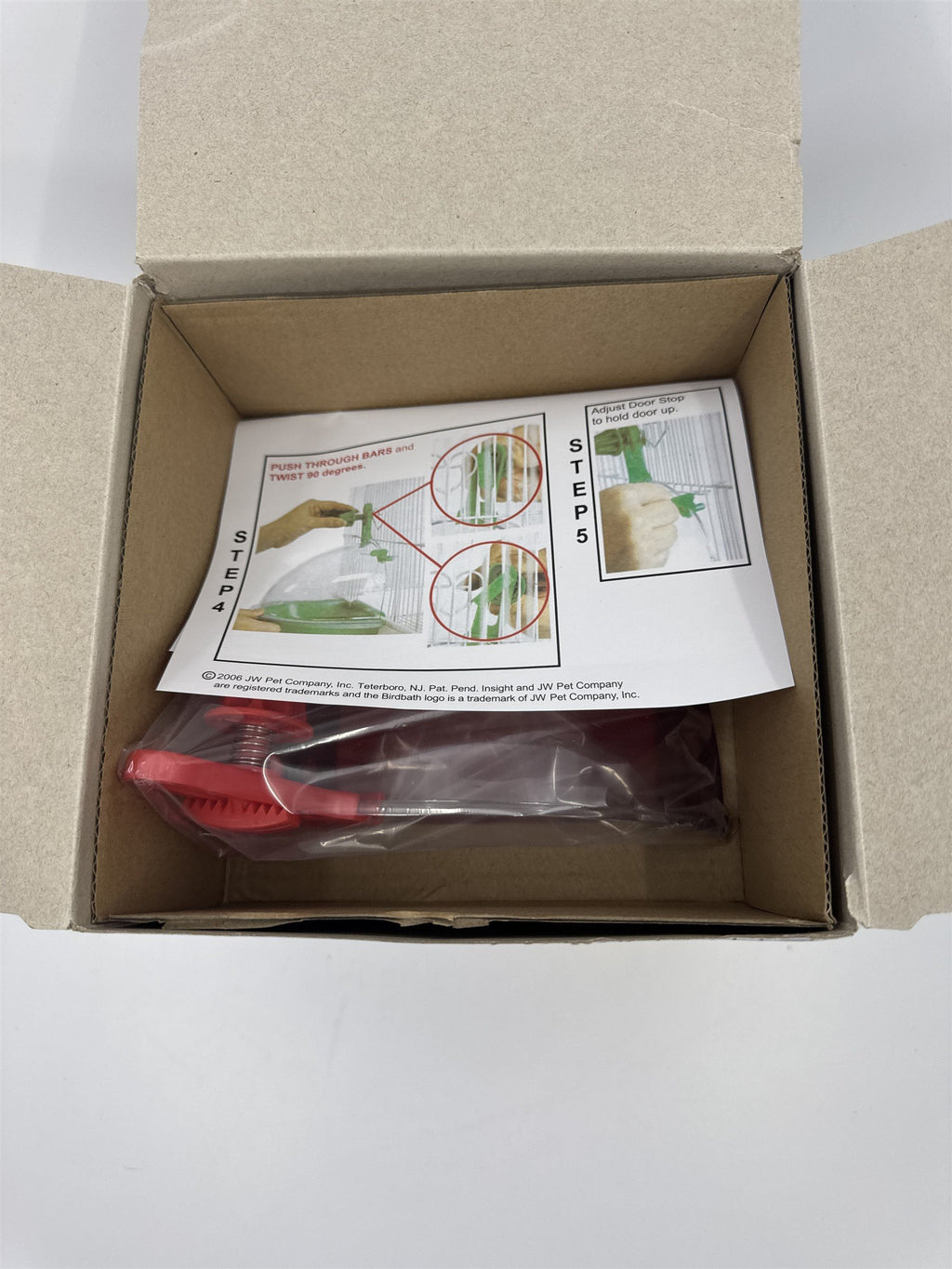 JW Insight Birdbath For Parakeets and Similarly Sized Birds Red Attachable Bath