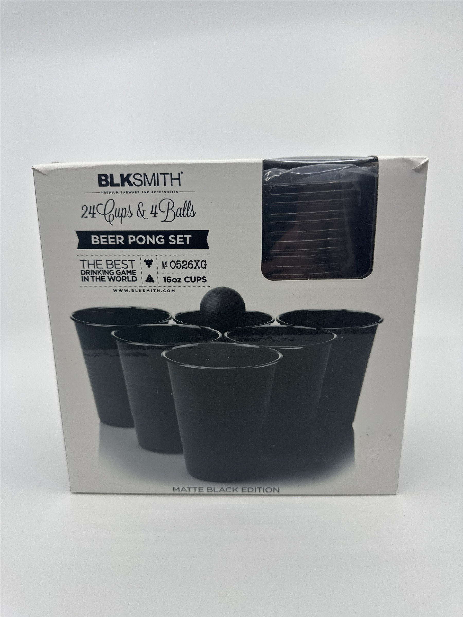BLKSMITH Beer Pong Matte Black Edition 24 16 Oz Cups and 4 Balls New